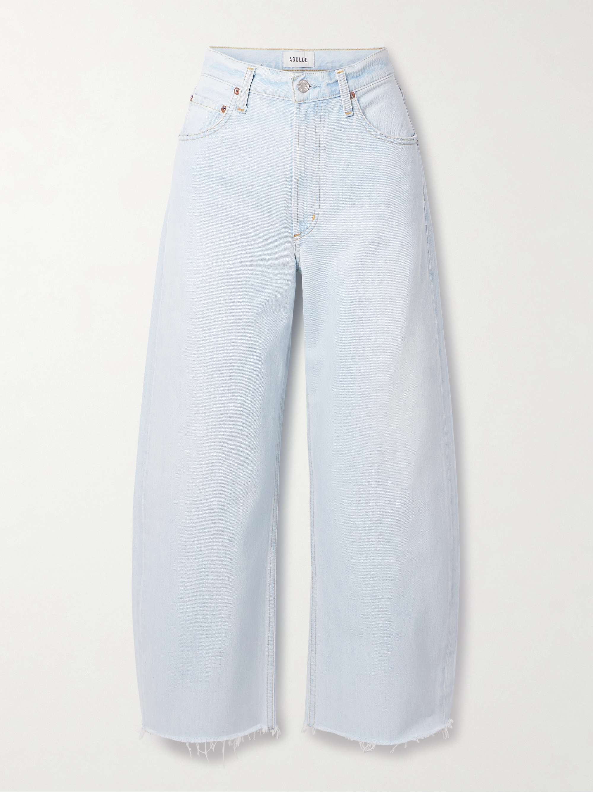 Low Curve frayed mid-rise wide-leg jeans view