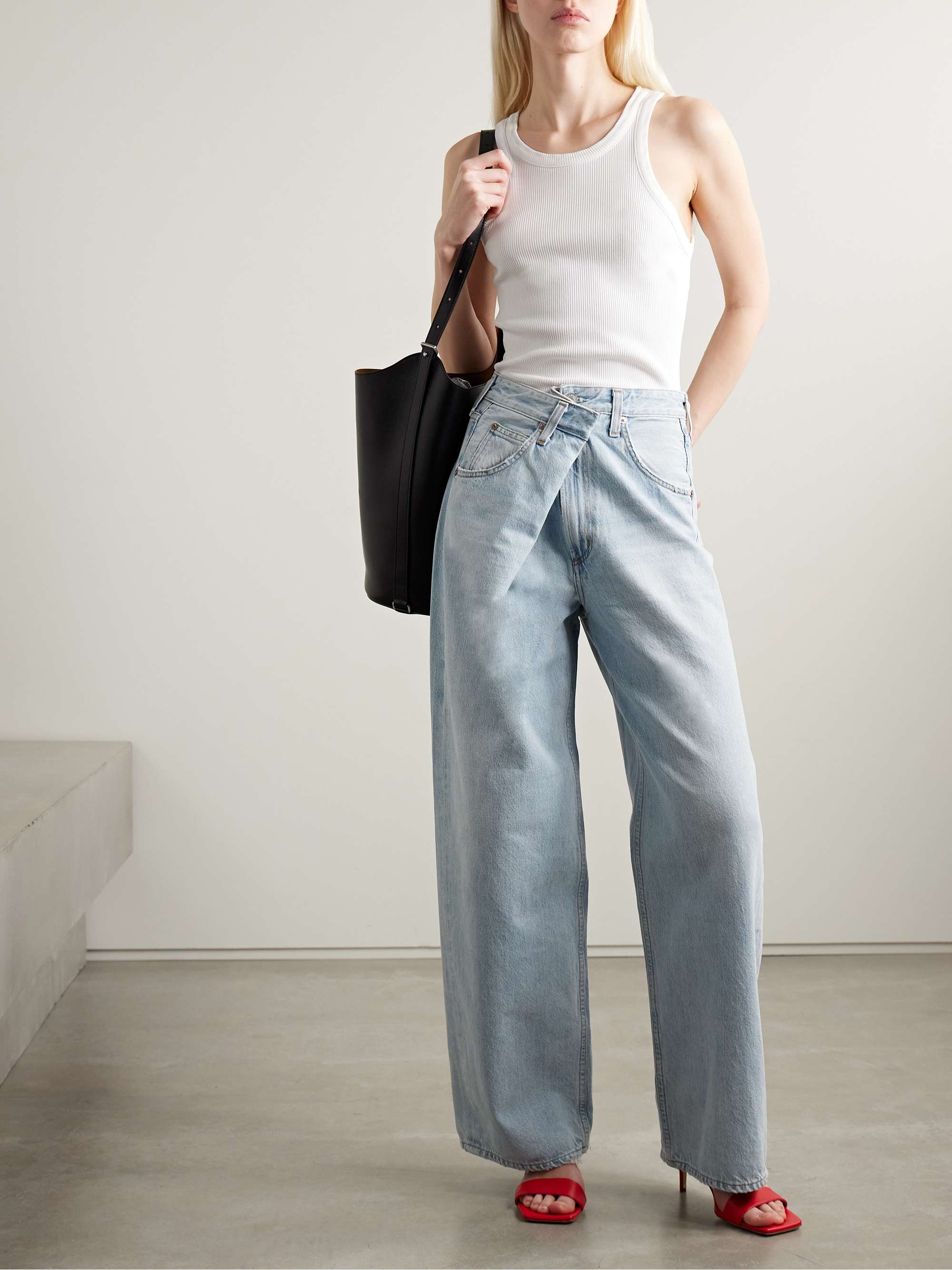 Vana draped low-rise wide-leg jeans view