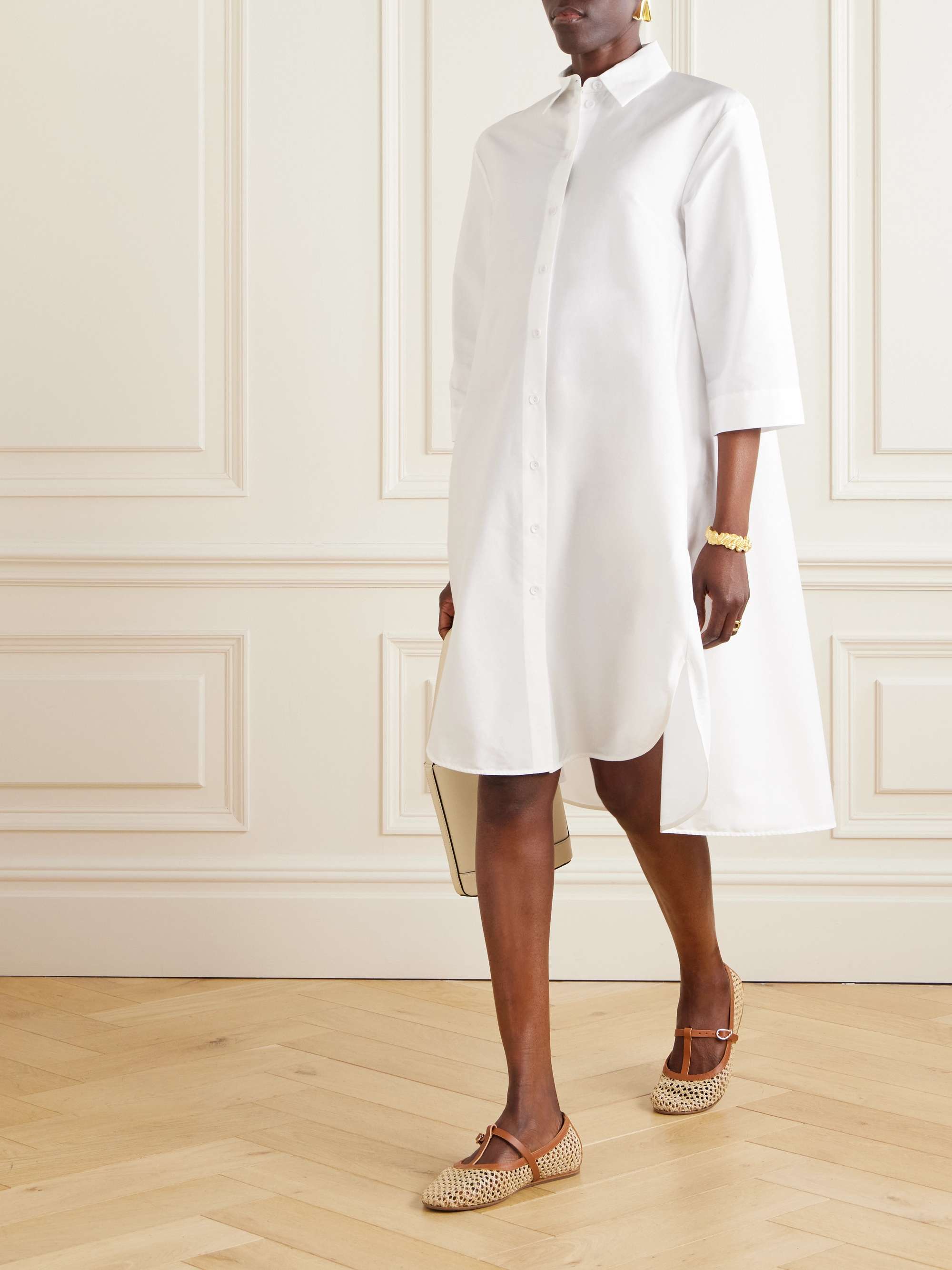 Sella cotton-blend poplin midi shirt dress view