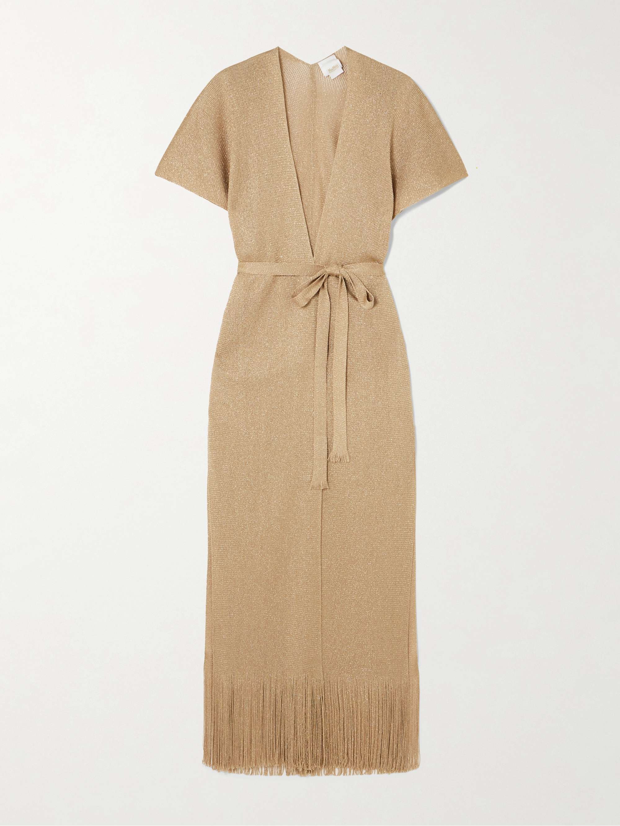 Zarelia belted fringed metallic knitted kaftan view