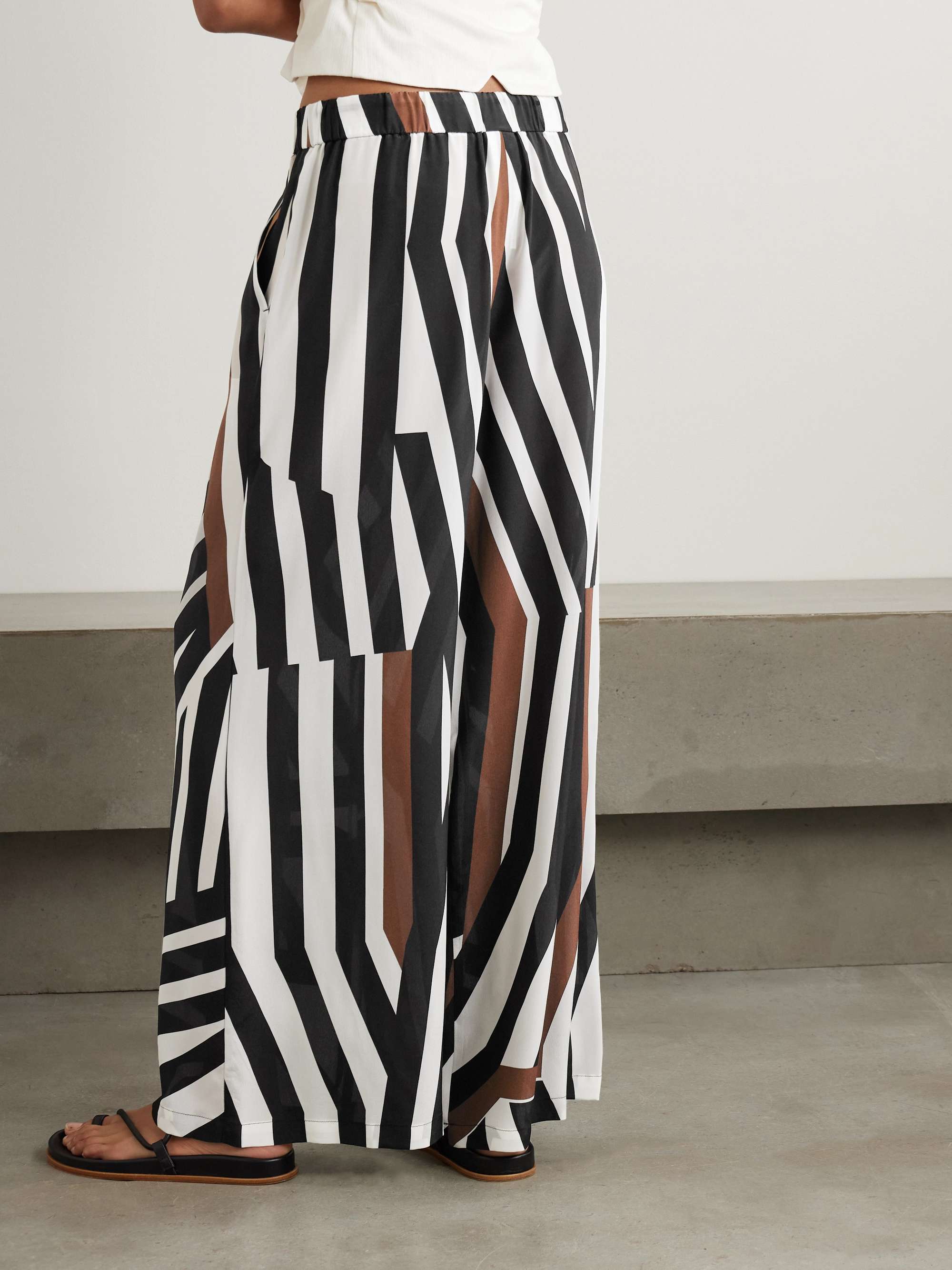 Tropea striped silk crepe de chine wide-leg pants view