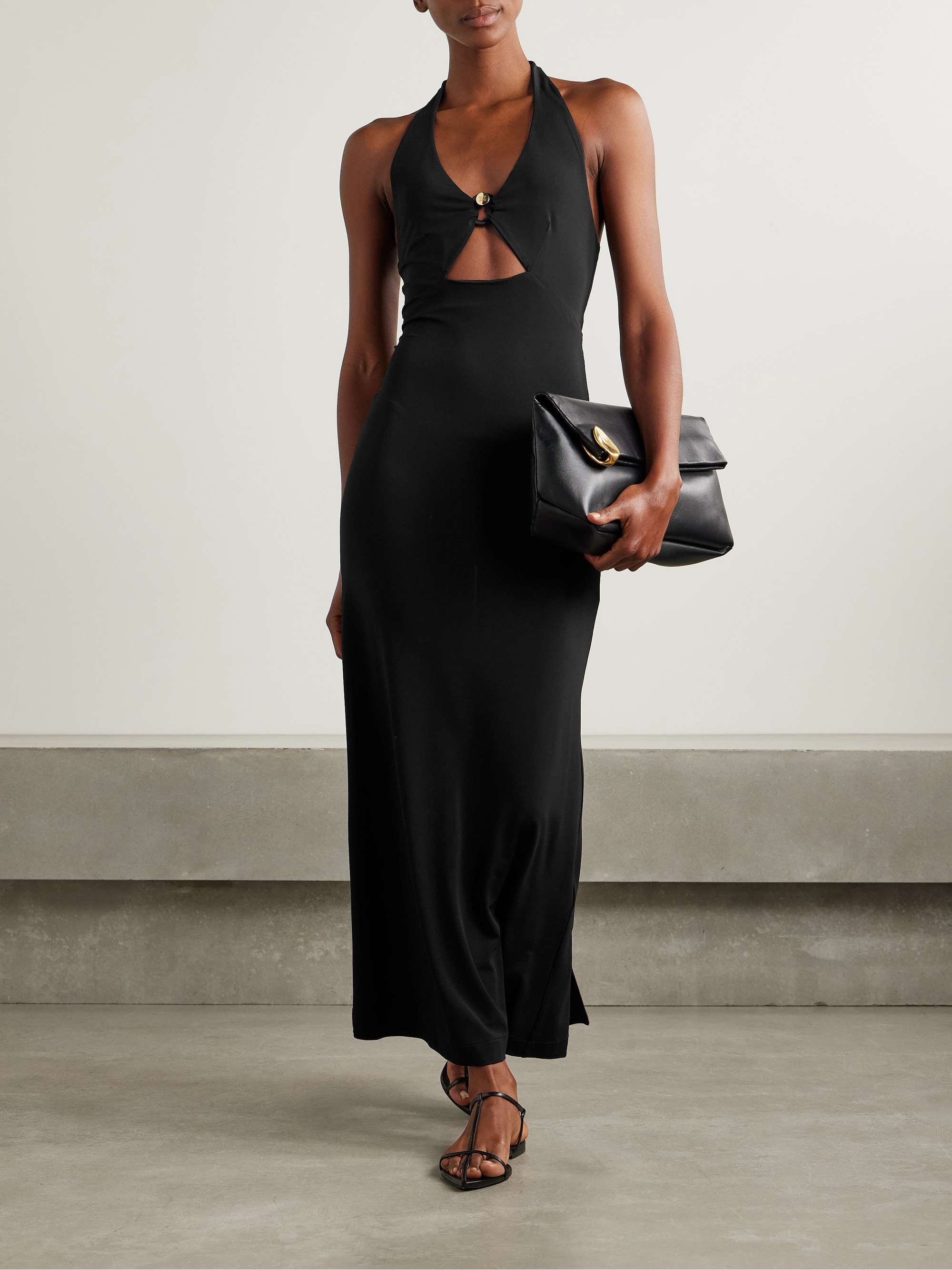 Ghiotto embellished cutout stretch-jersey halterneck maxi dress view