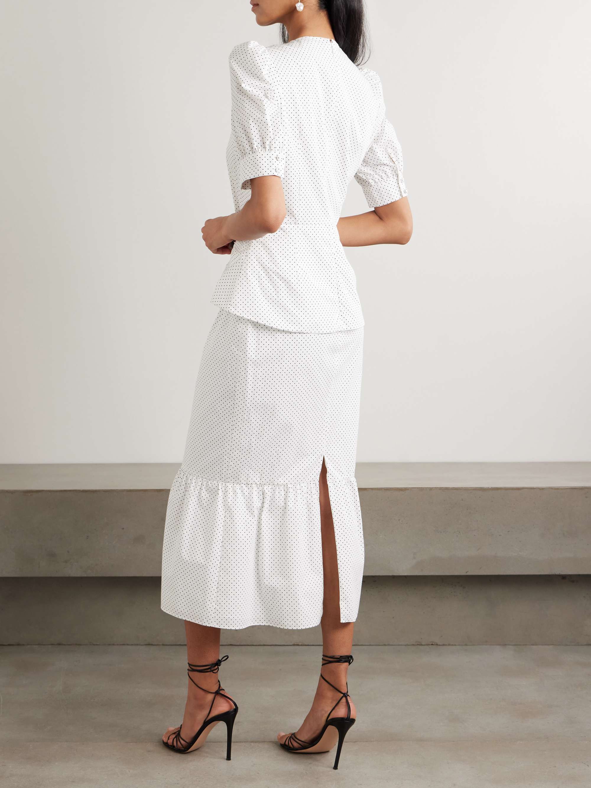 Twist-front gathered printed cotton-poplin midi dress view