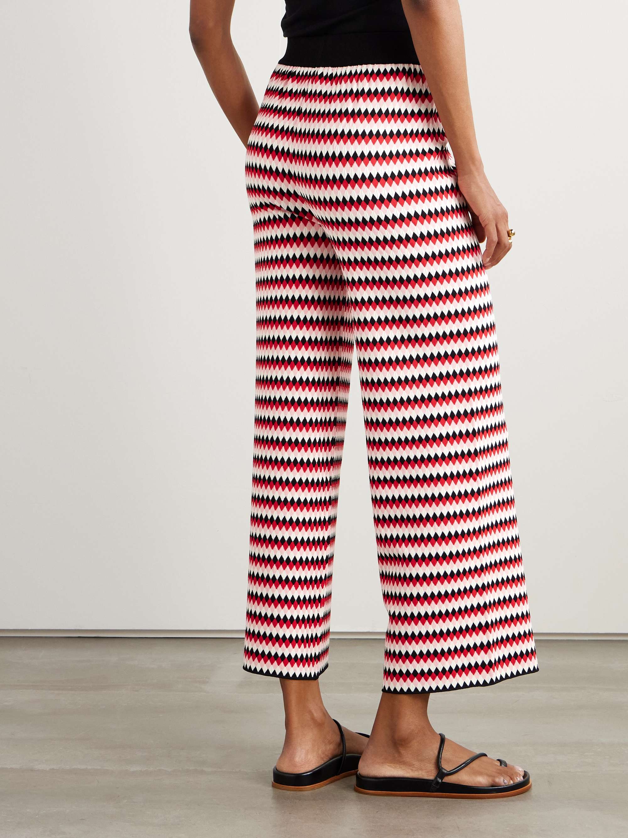 Cropped wide-leg jacquard-knit pants view