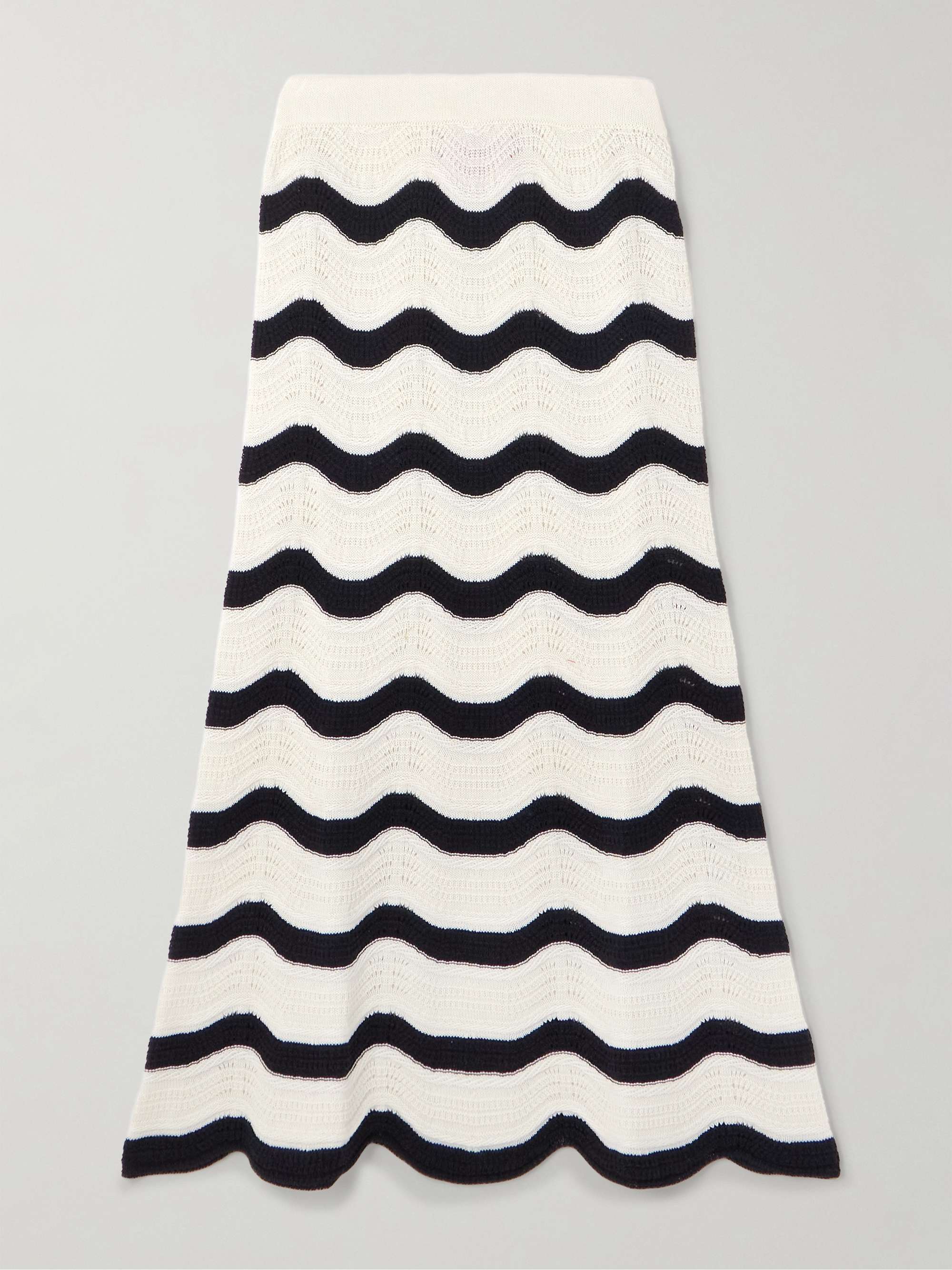 Striped pointelle-knit cotton maxi skirt view