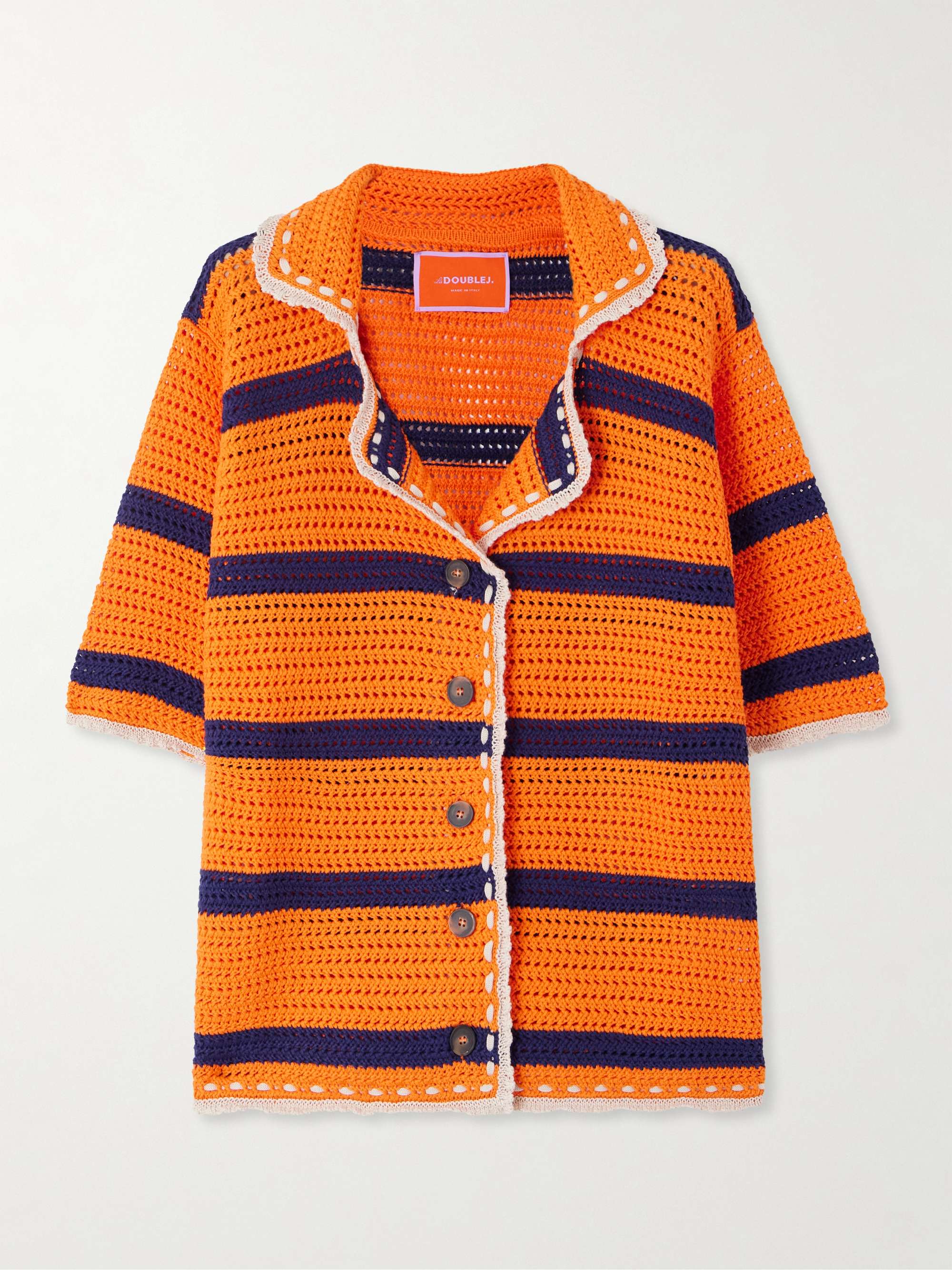 Salt 'N' Vinegar striped crocheted cotton shirt view