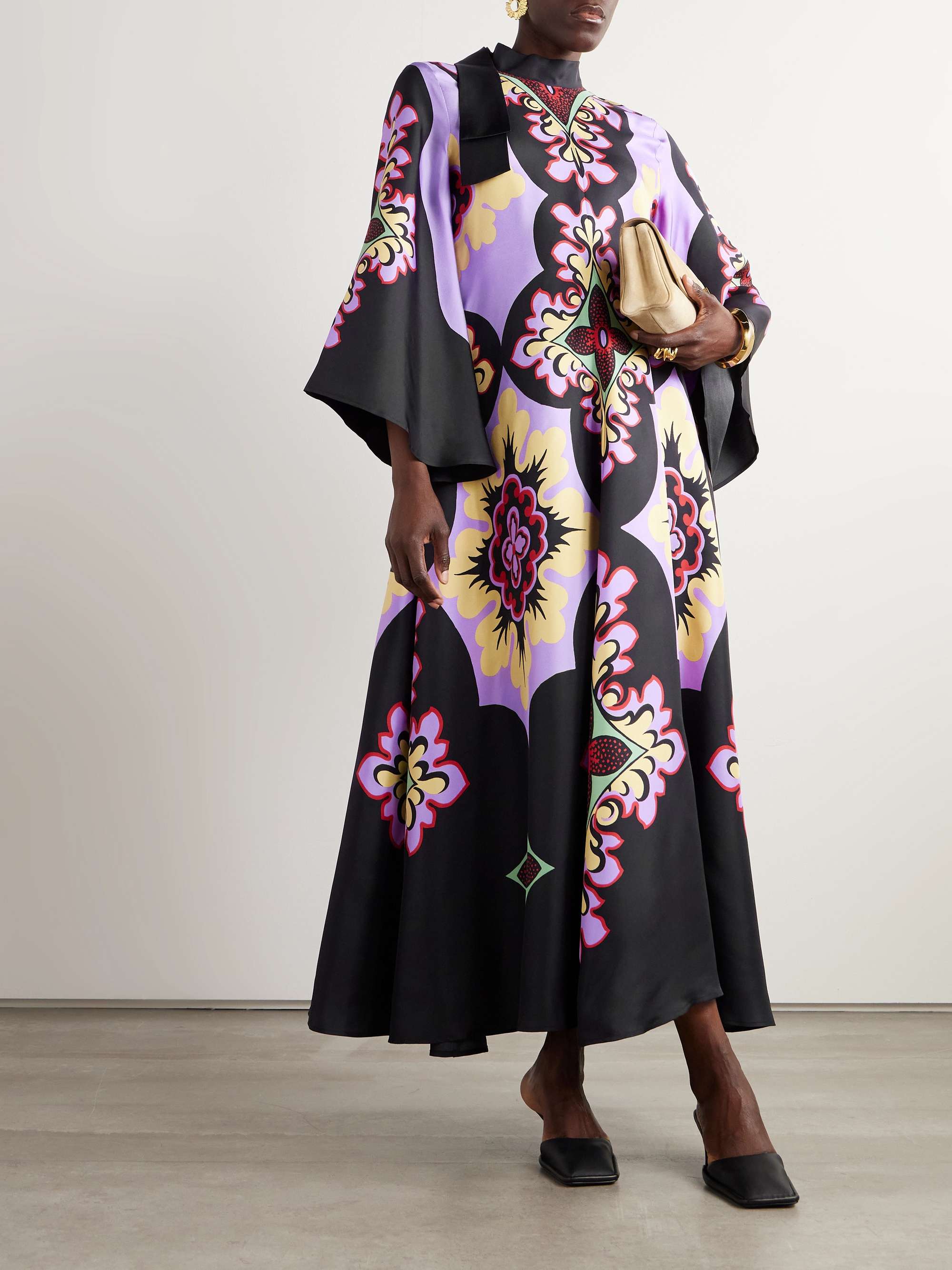 Icon Magnifico draped printed silk-twill maxi dress view