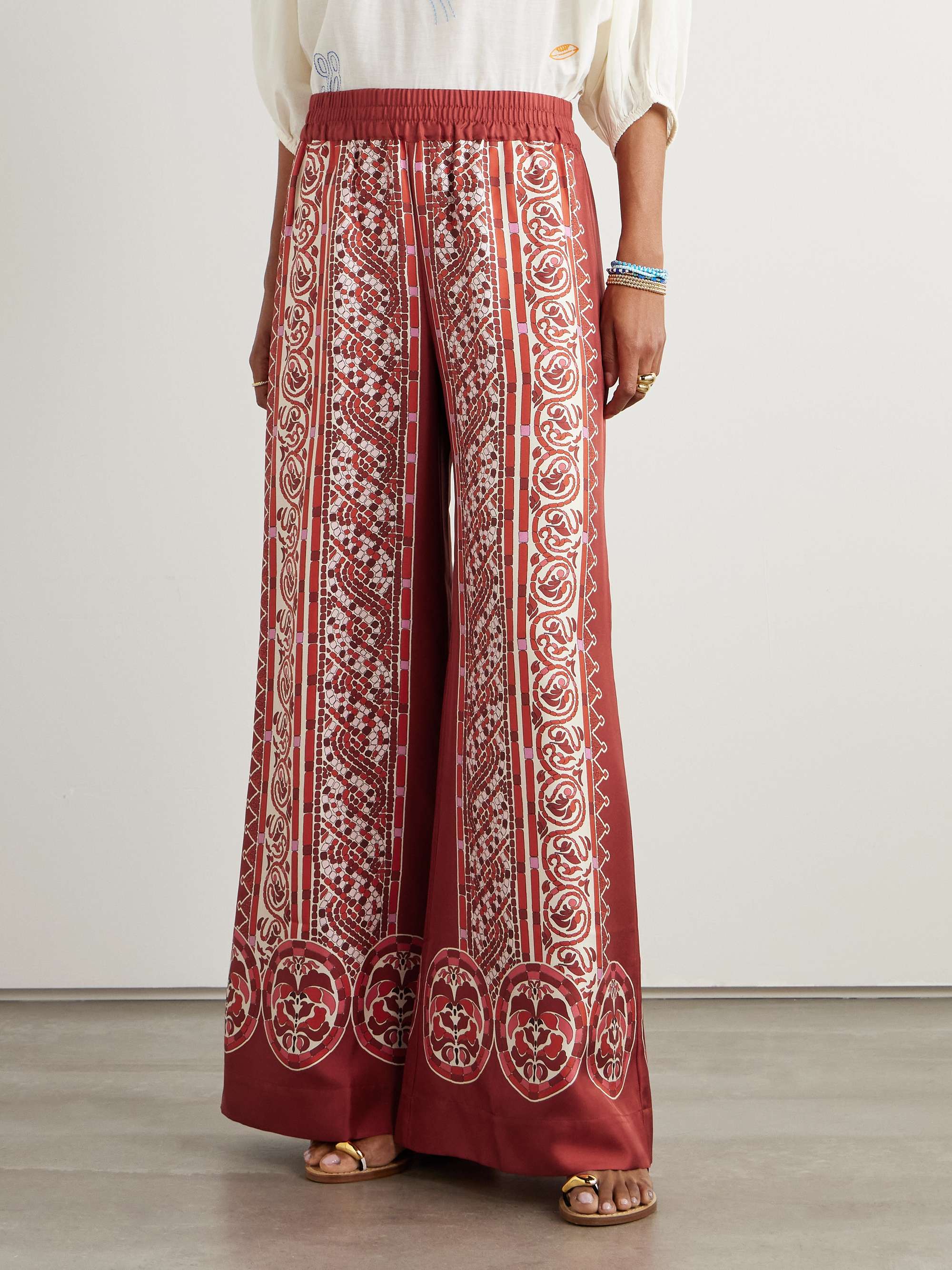 Icon Palazzo printed silk-twill wide-leg pants view