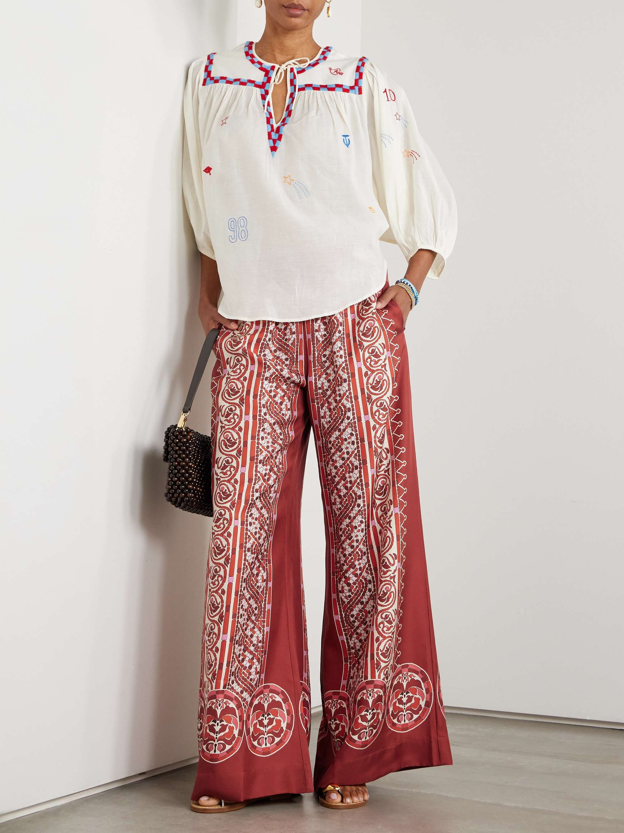 Icon Palazzo printed silk-twill wide-leg pants view