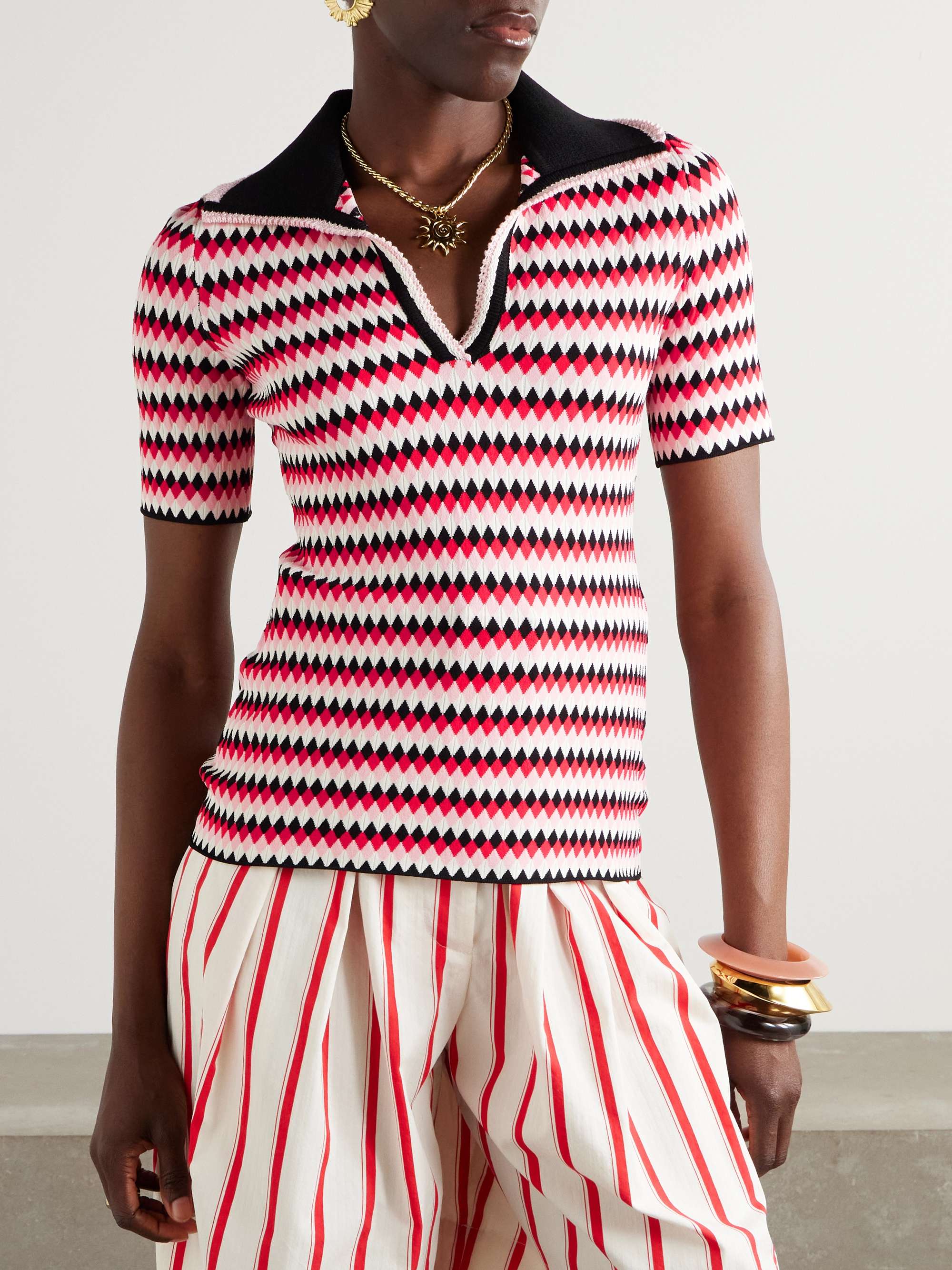 Jacquard-knit polo shirt view