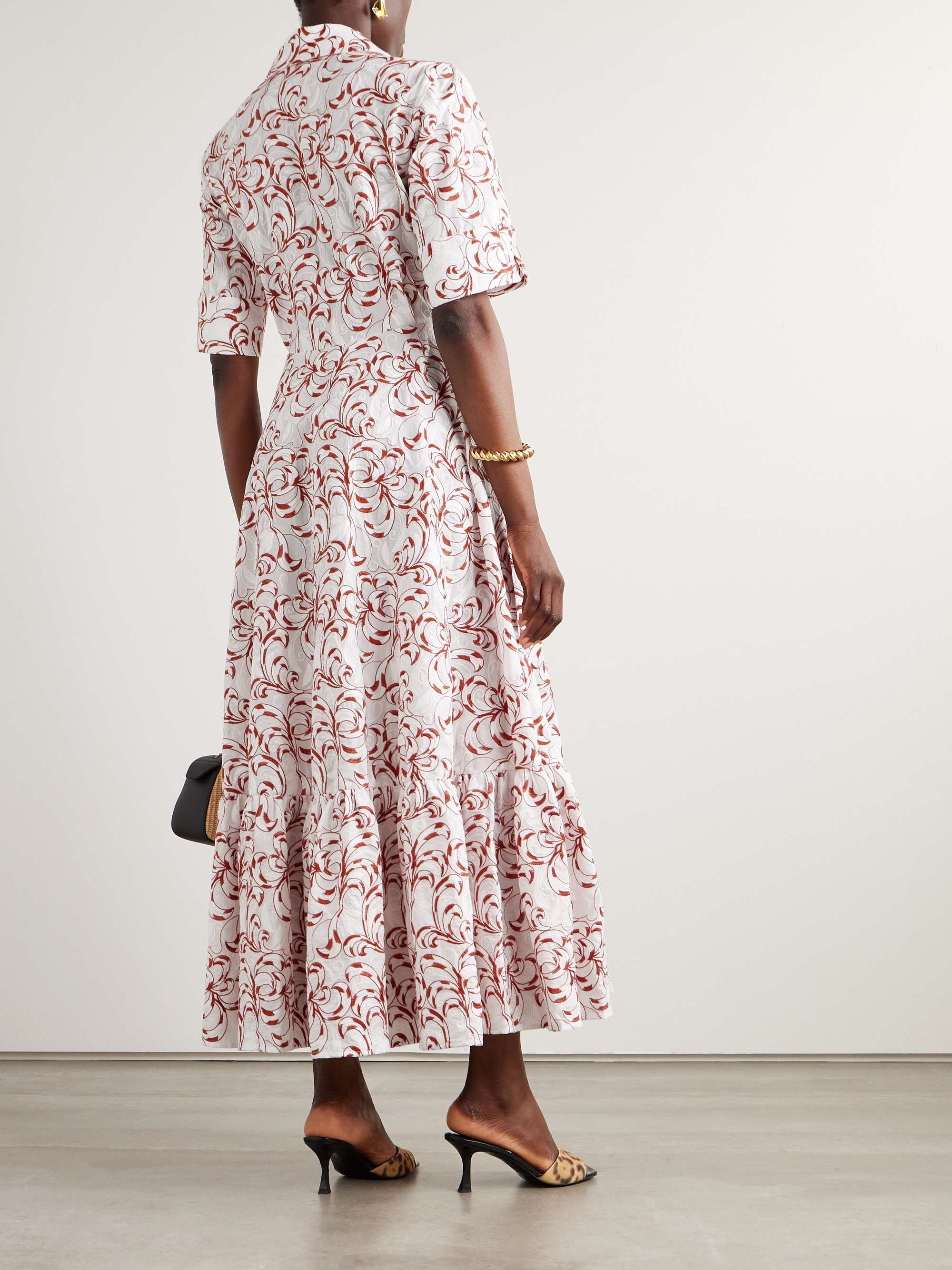 San Pietro tiered embroidered voile maxi shirt dress view