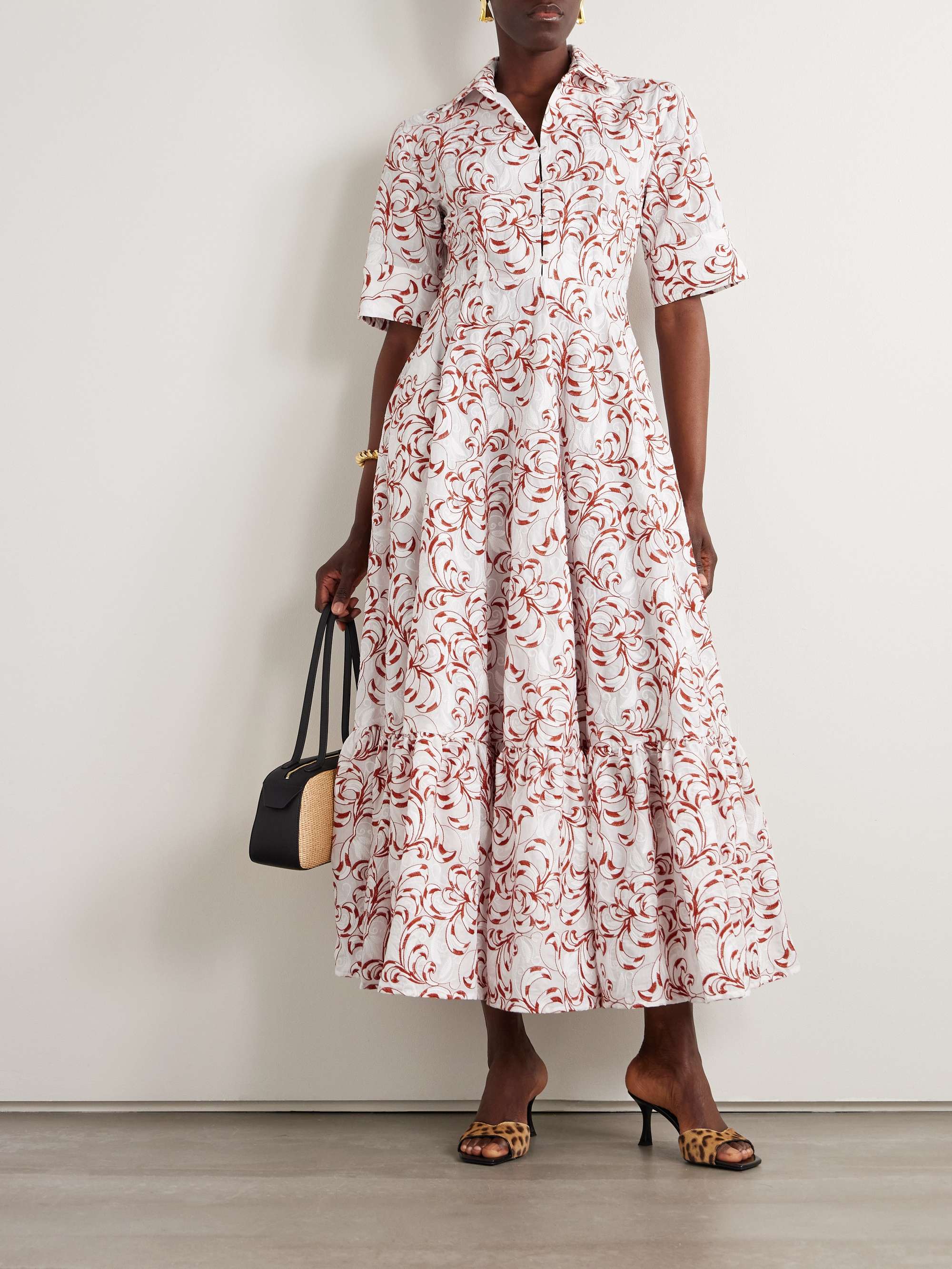 San Pietro tiered embroidered voile maxi shirt dress view