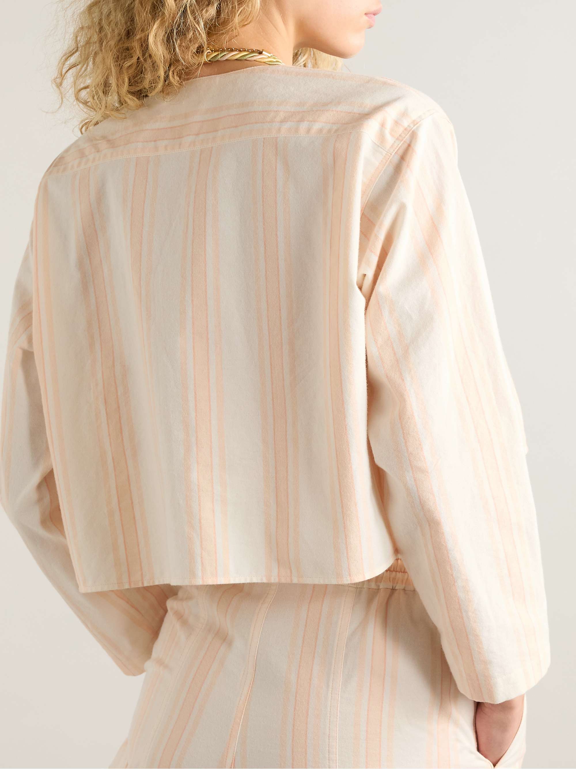 Cropped striped cotton-poplin shirt view
