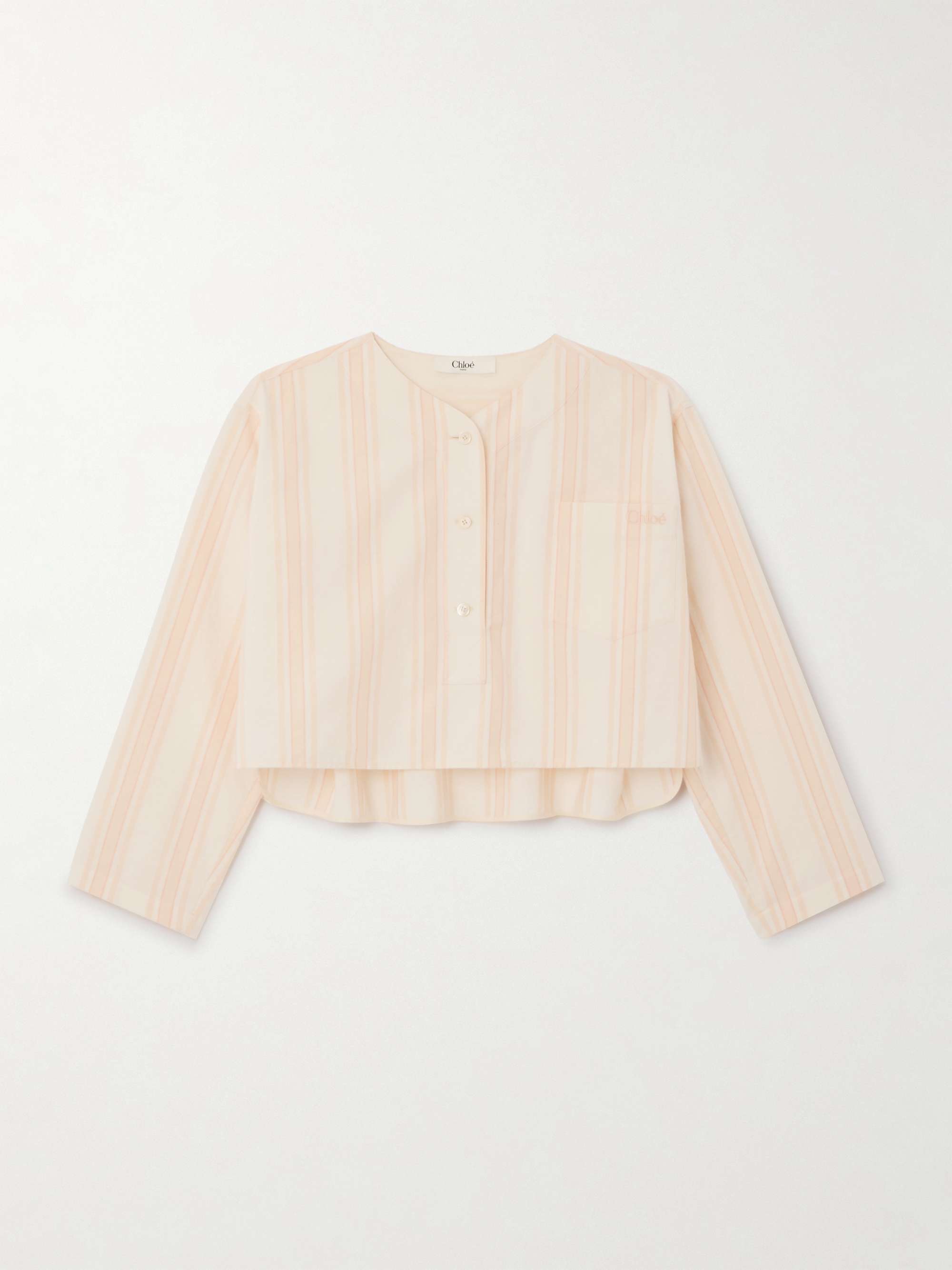 Cropped striped cotton-poplin shirt view