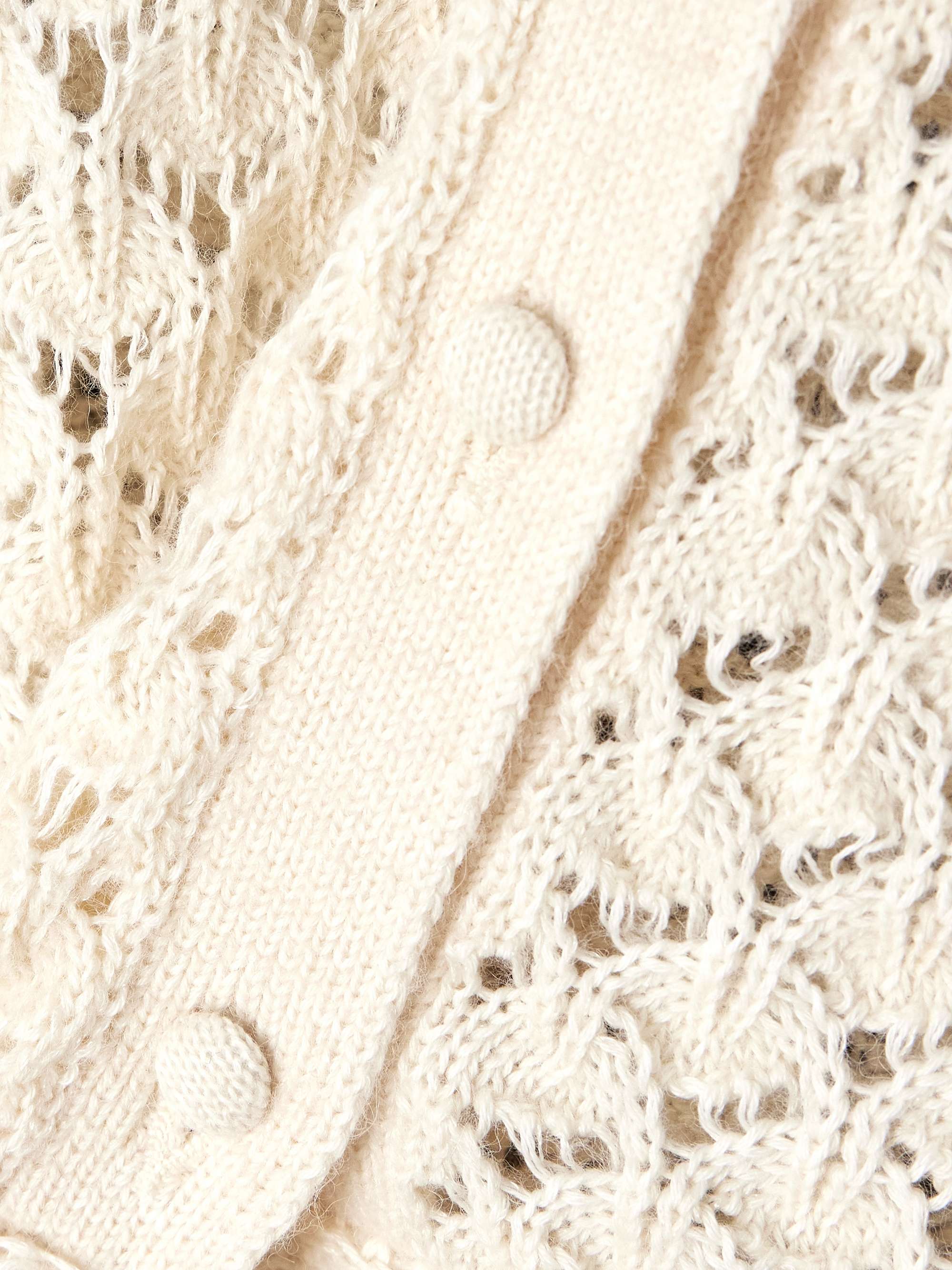 Cropped ruffled pointelle-knit cotton, alpaca and silk-blend cardigan view