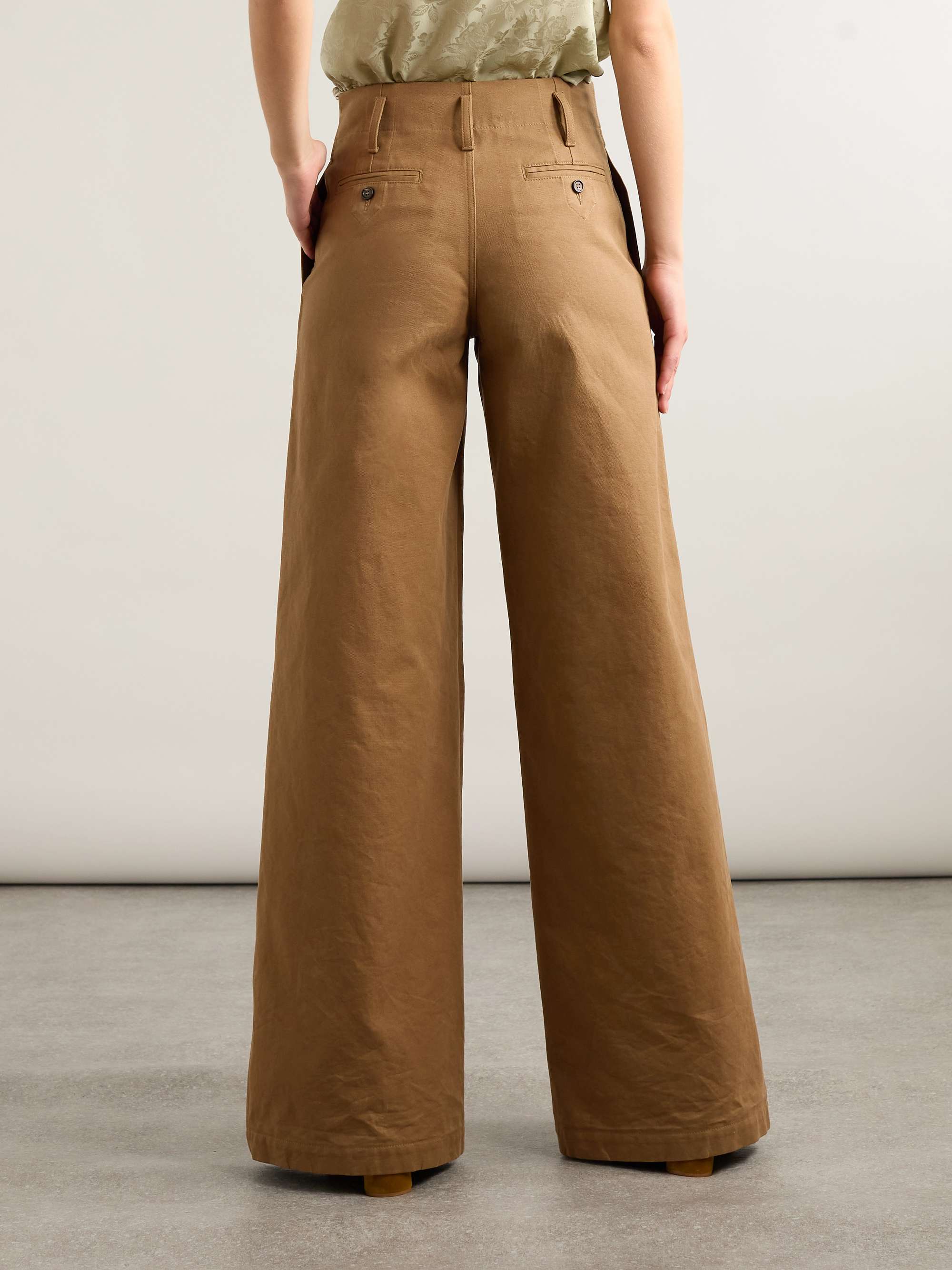 Pleated garment-dyed cotton-canvas straight-leg pants view