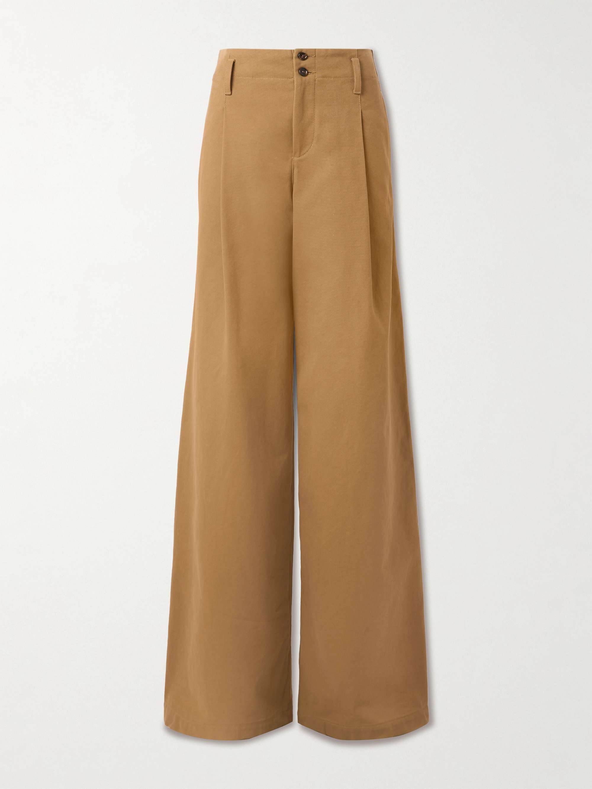 Pleated garment-dyed cotton-canvas straight-leg pants view