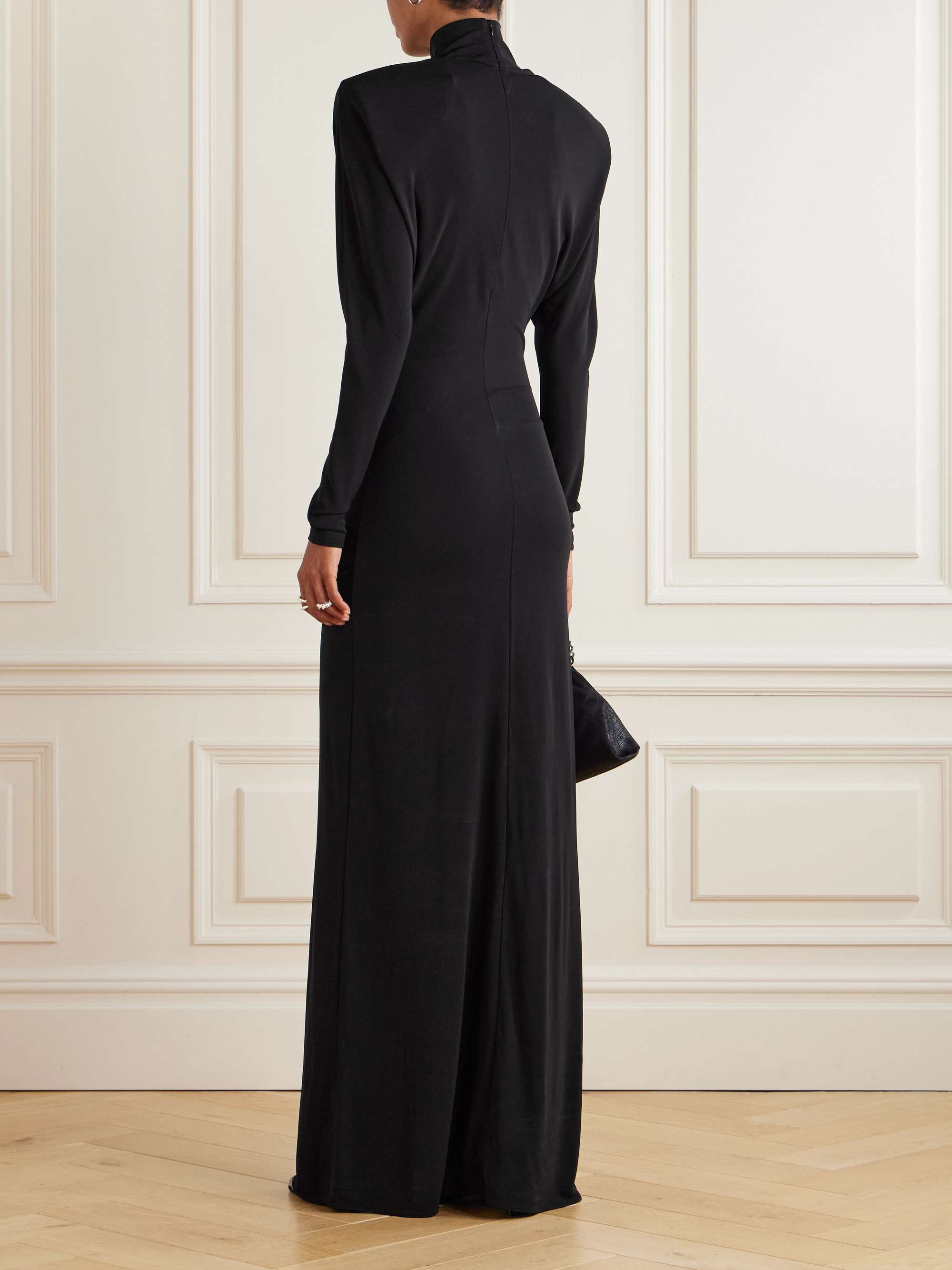 Crepe-jersey turtleneck gown view