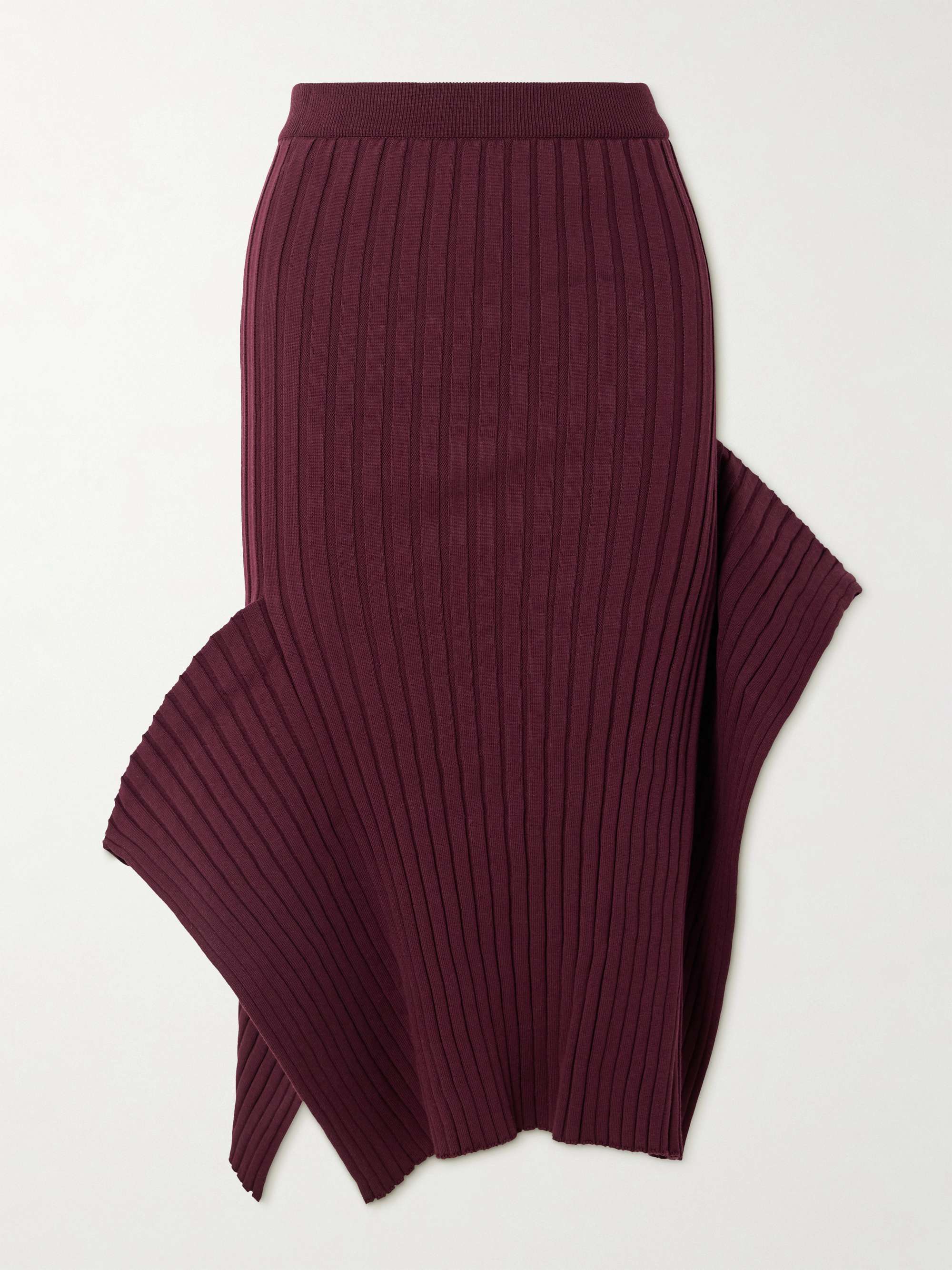 Asymmetric ribbed organic cotton midi skirt view