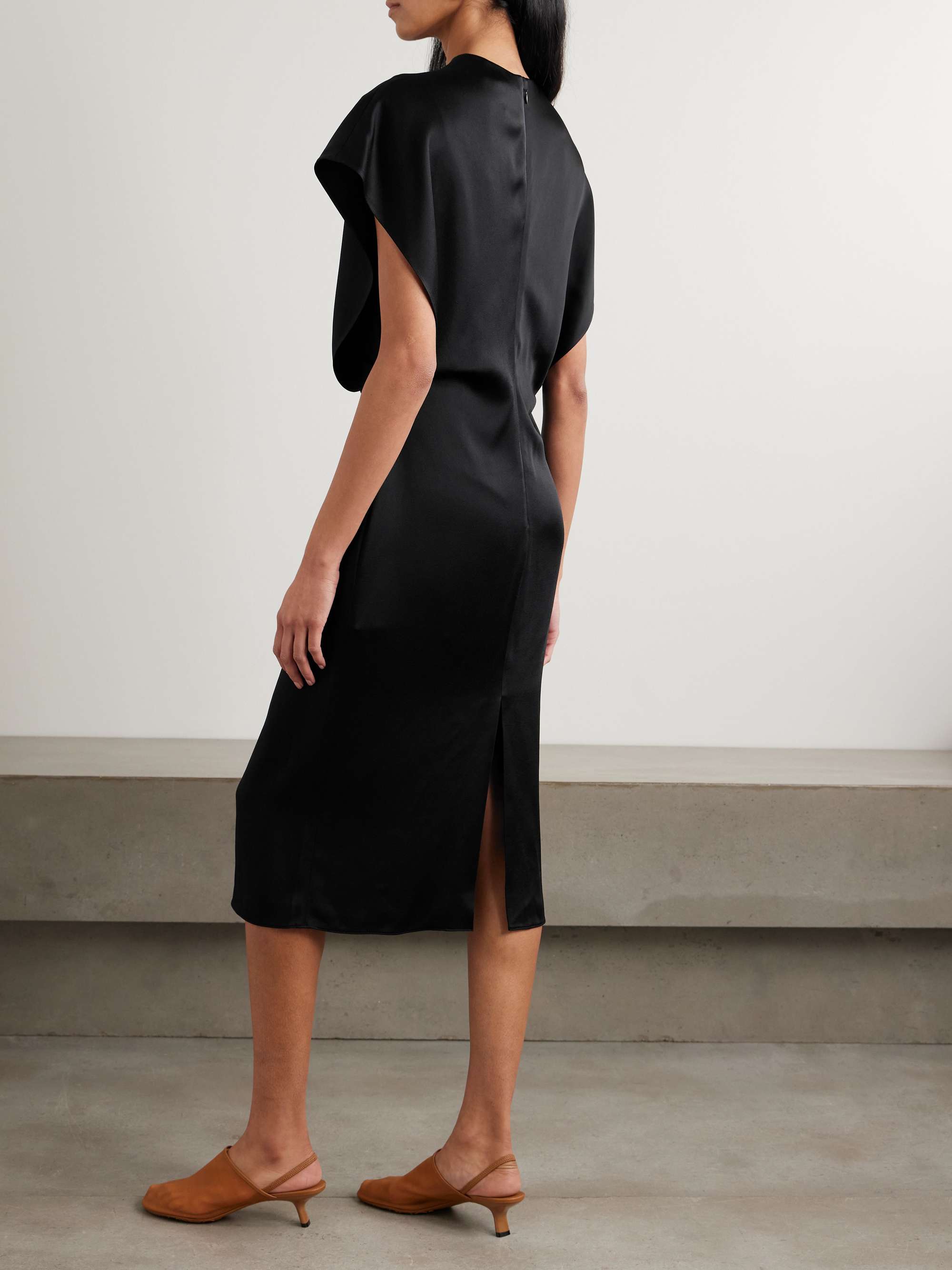 Draped satin midi dress view