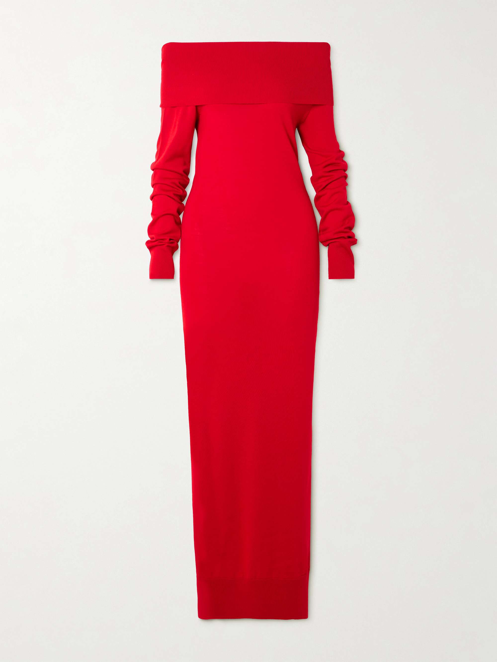 Off-the-shoulder wool maxi dress view
