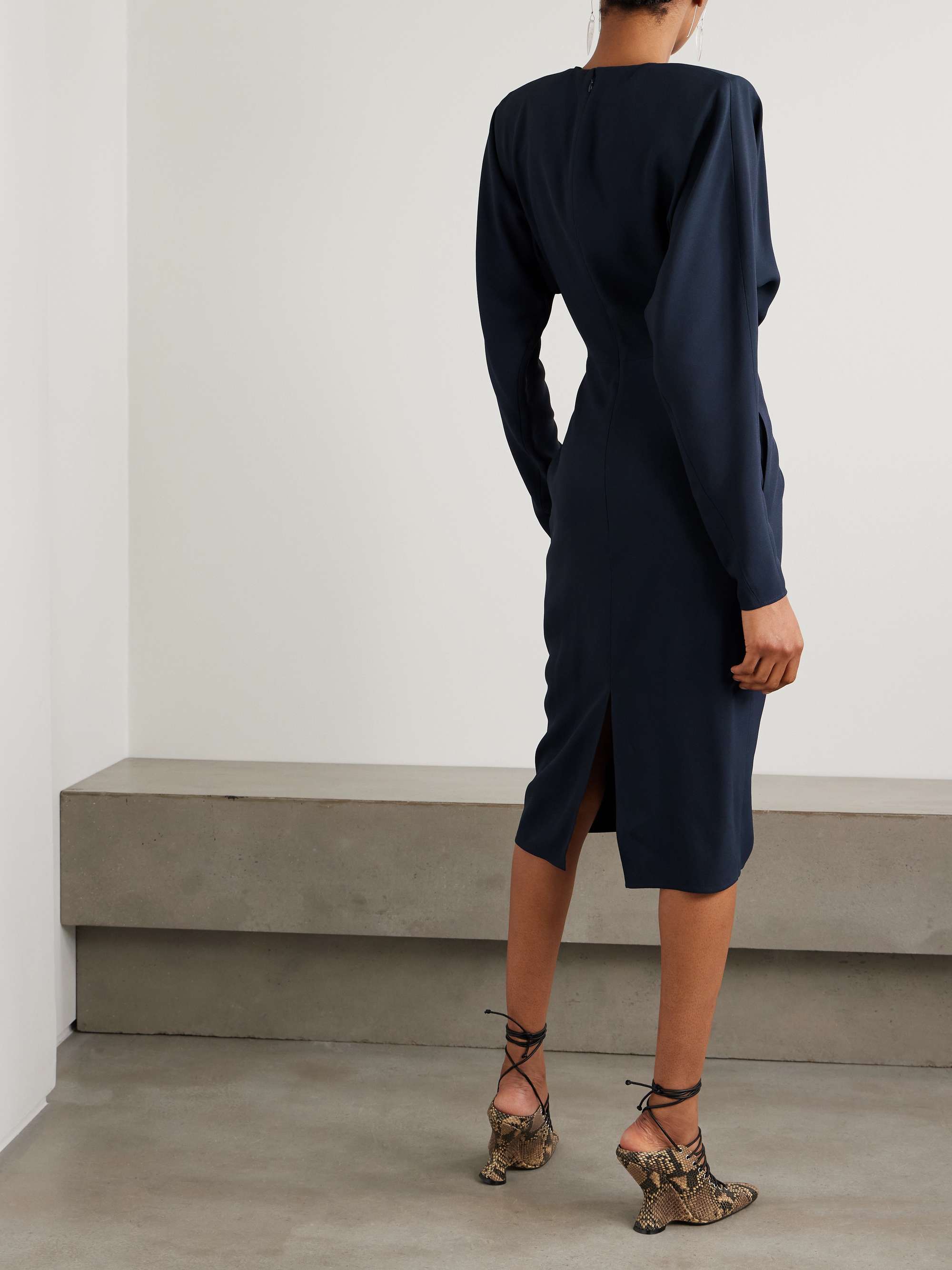 Twist-front crepe midi dress view