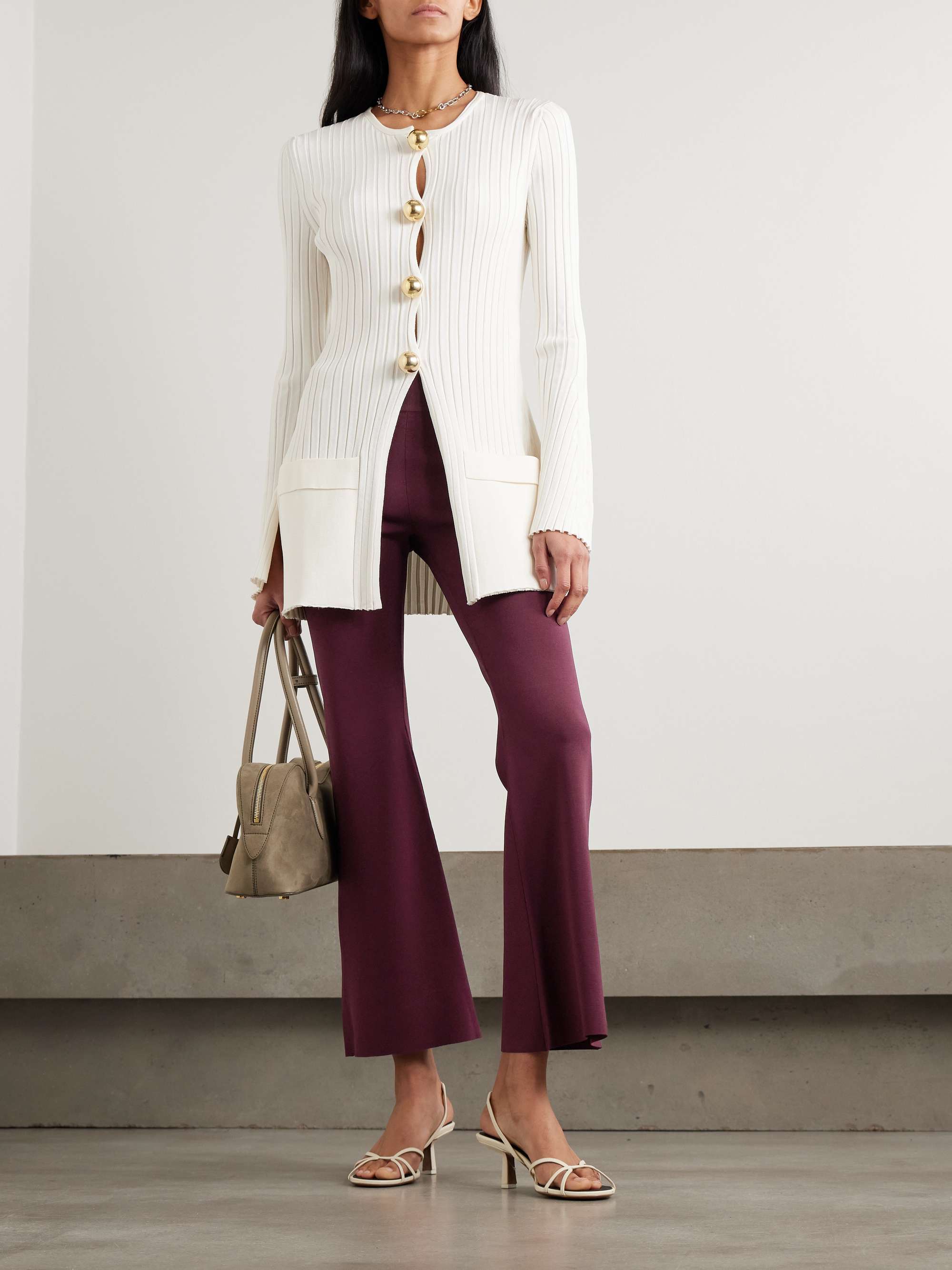 Cropped jersey flared pants view
