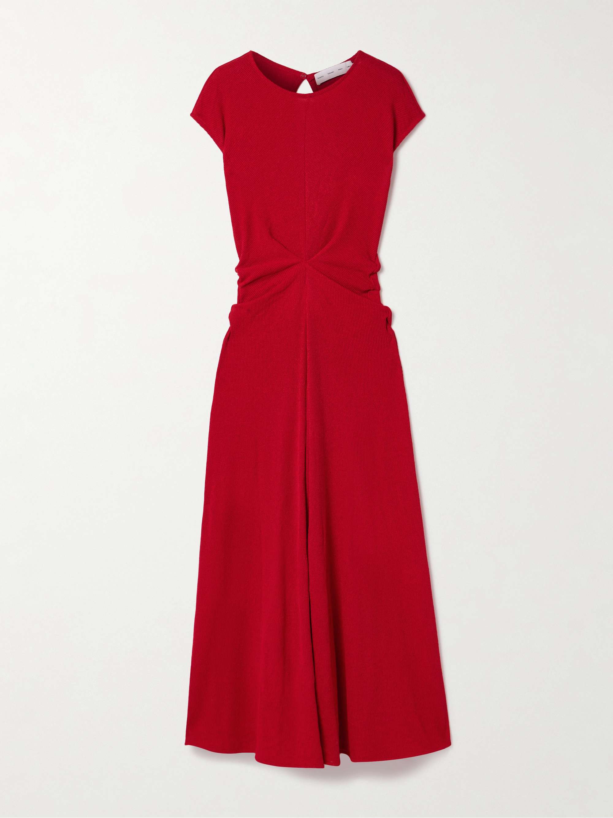 Gathered ribbed-knit maxi dress view