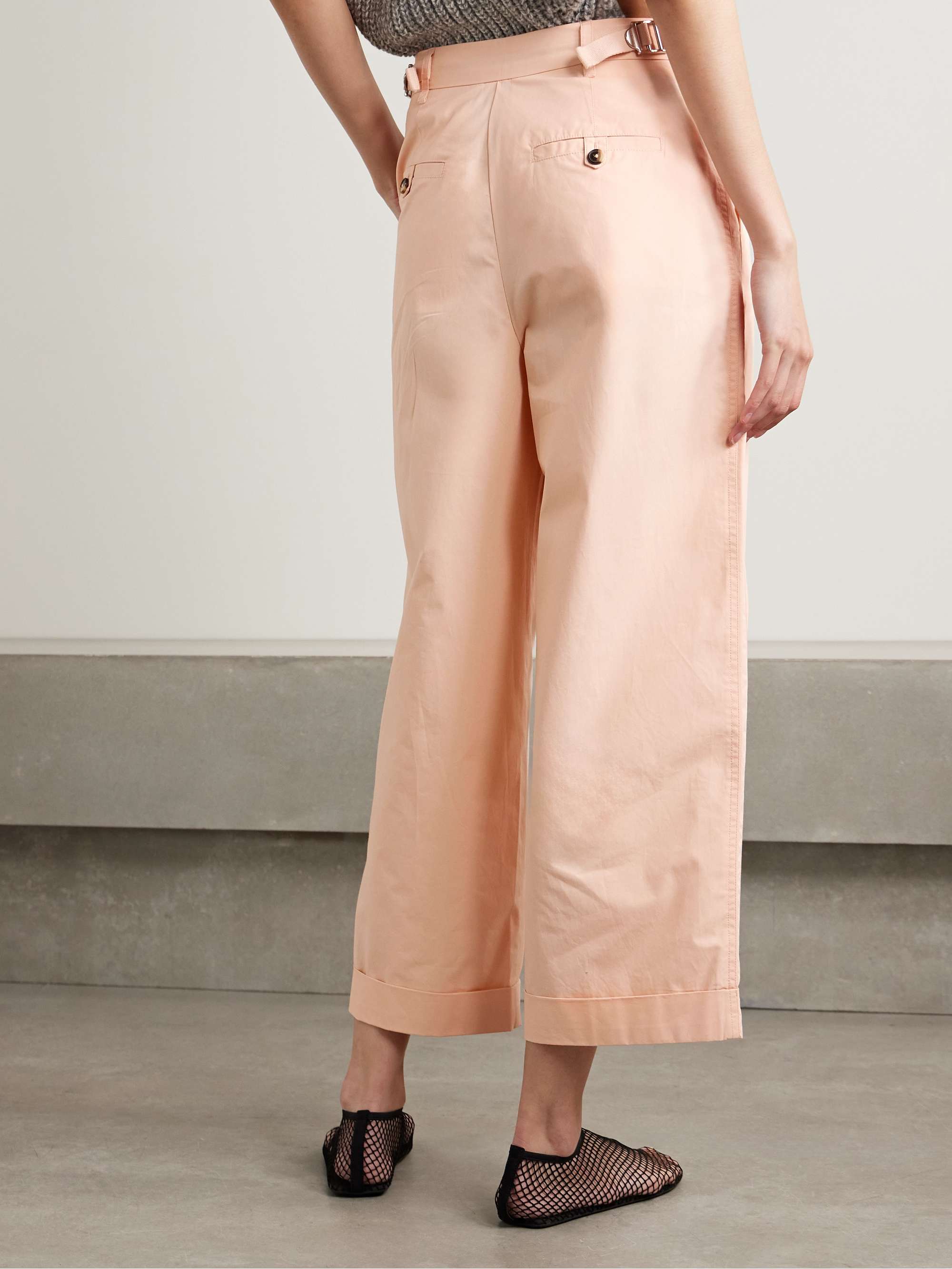 Kyle cropped pleated cotton-poplin wide-leg pants view