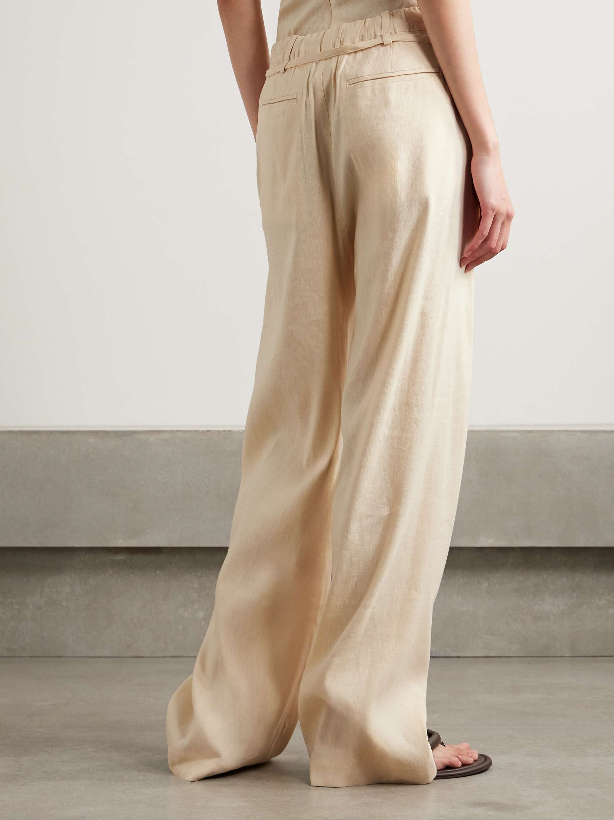 Magnus belted linen-blend wide-leg pants view