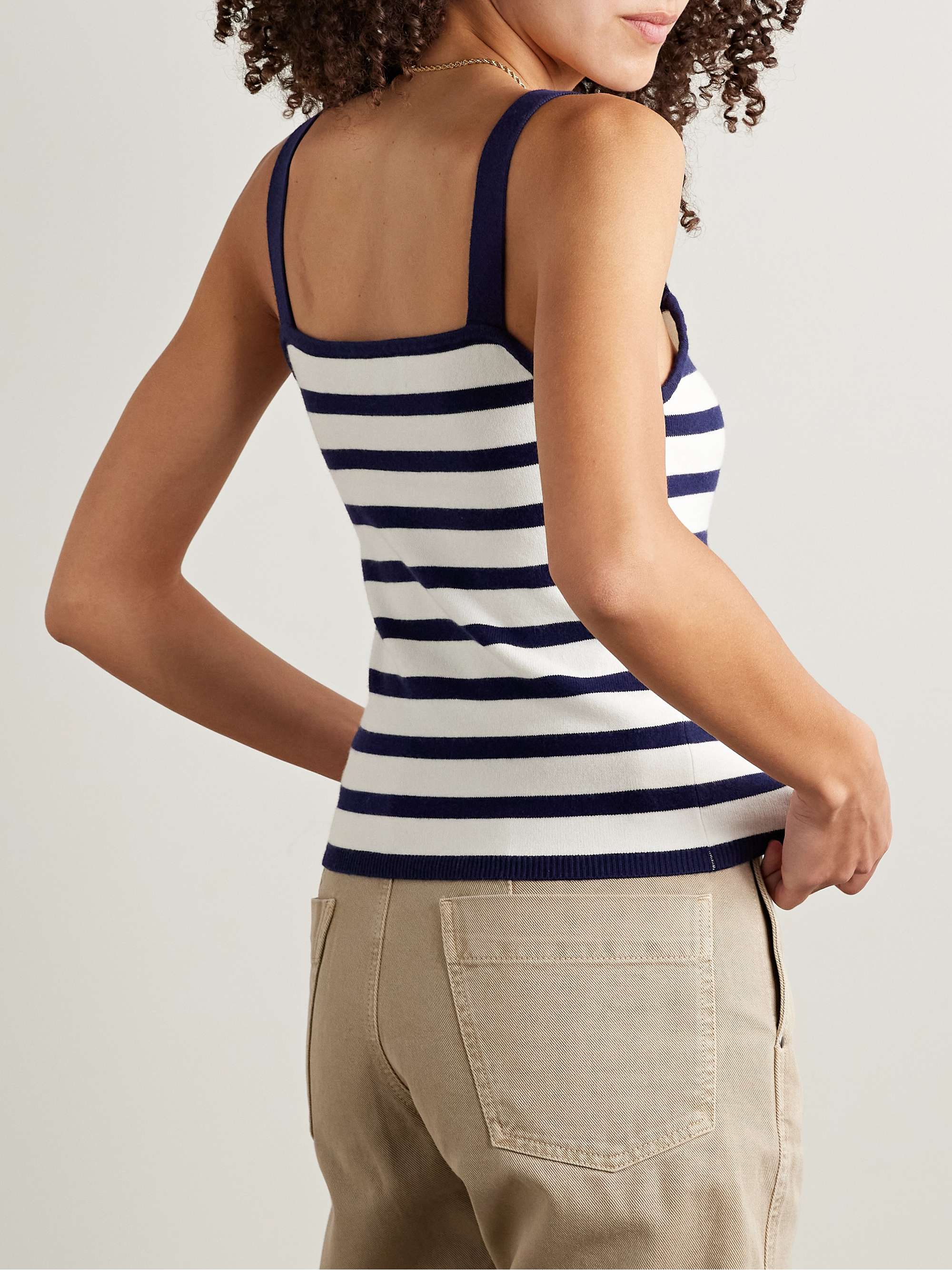 Striped cotton-blend tank view