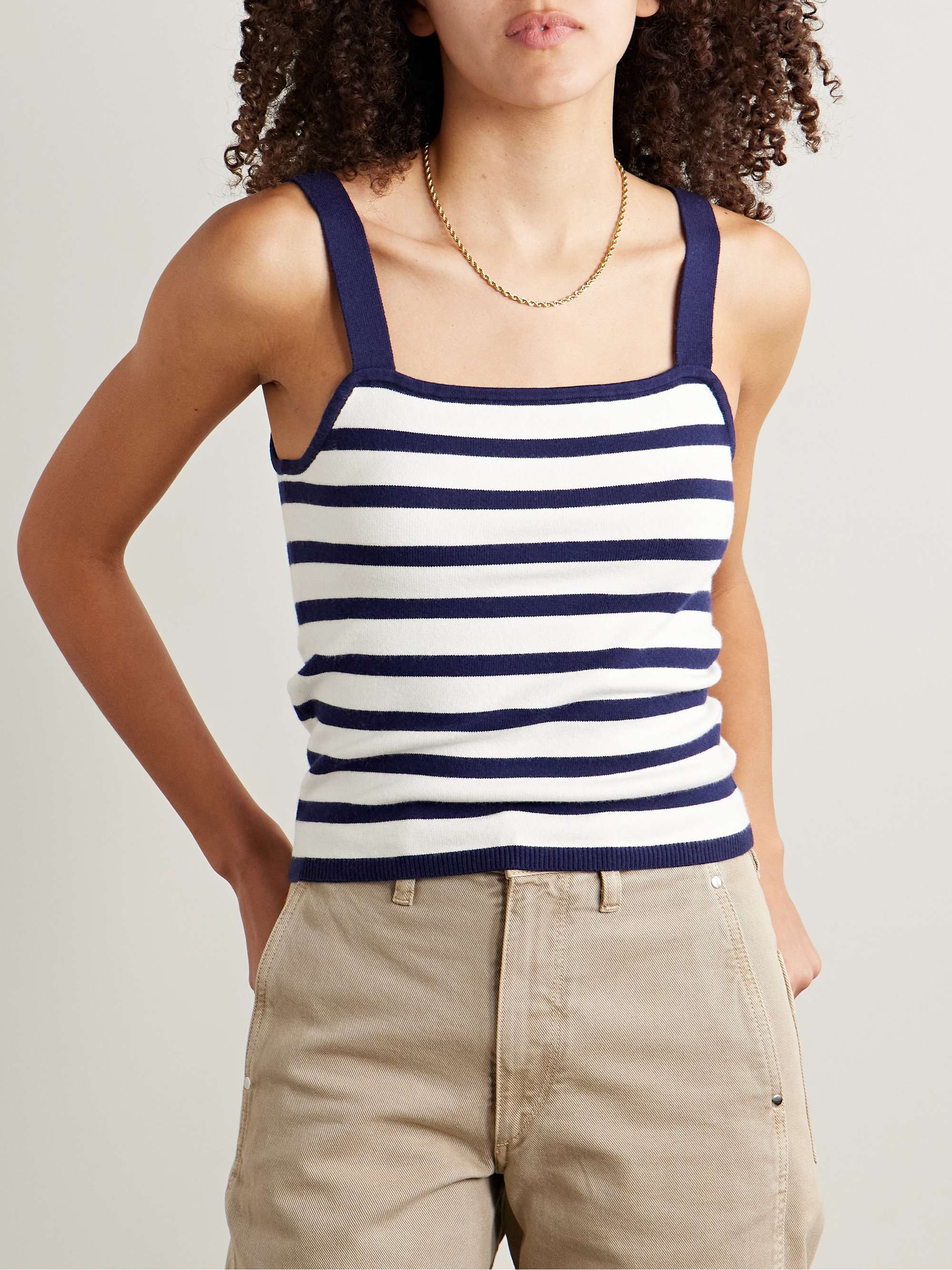 Striped cotton-blend tank view