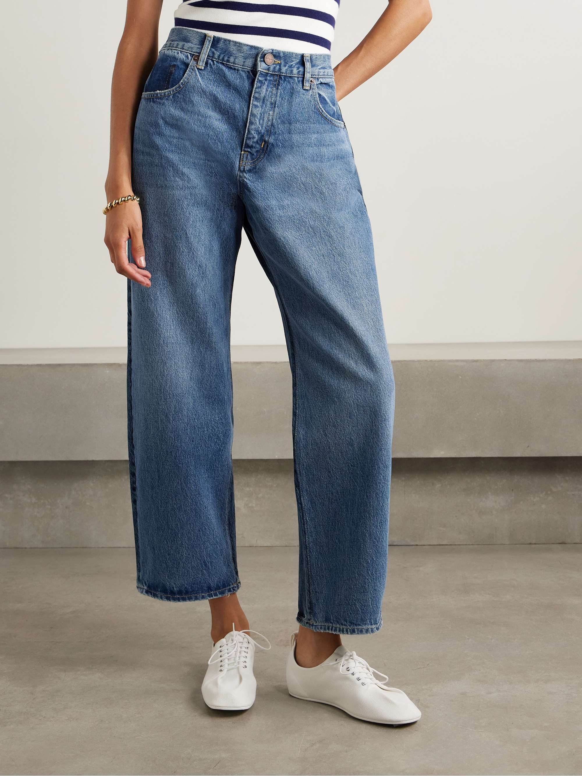 Marilyn paneled two-tone high-rise wide-leg jeans view