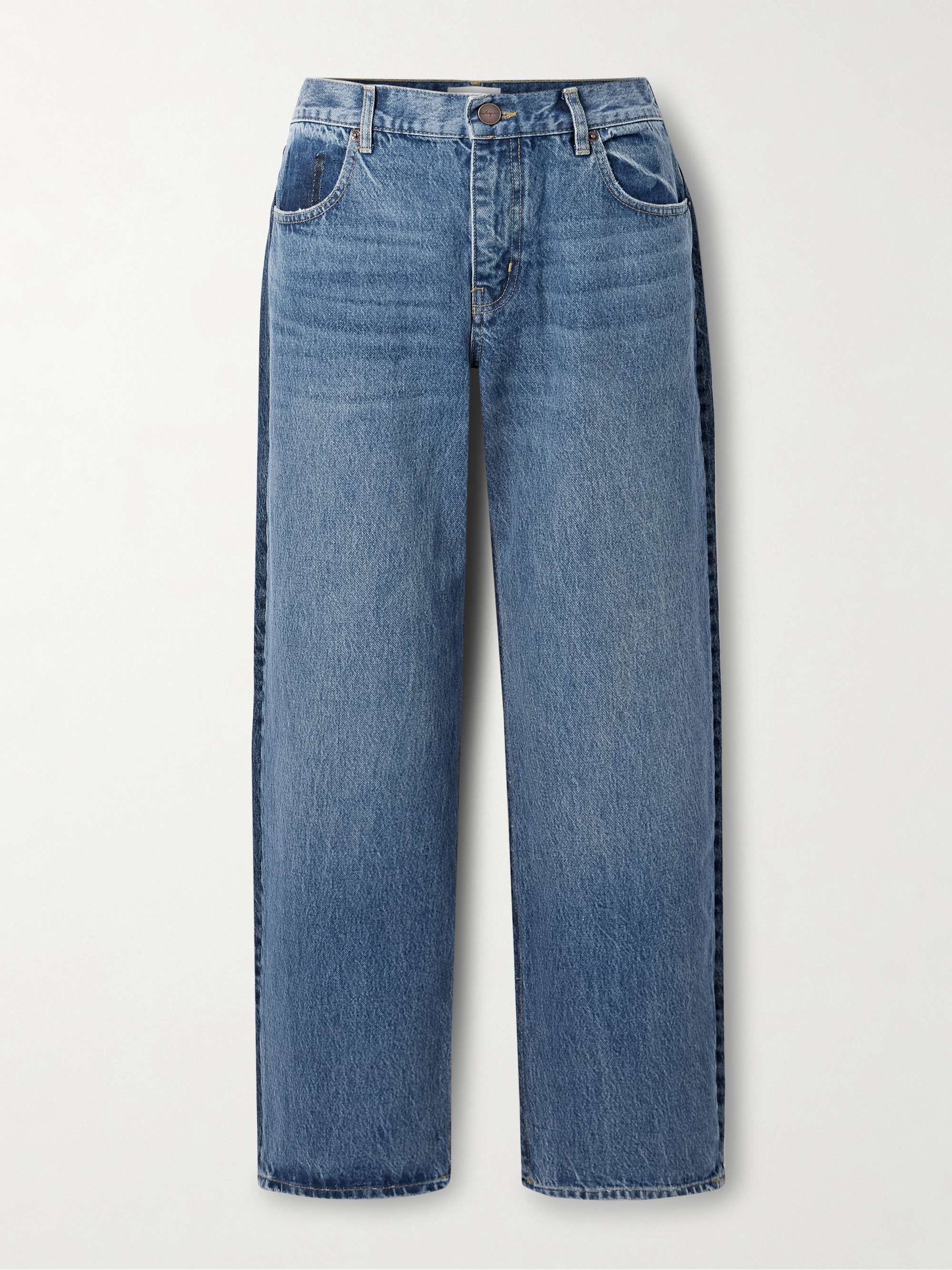 Marilyn paneled two-tone high-rise wide-leg jeans view