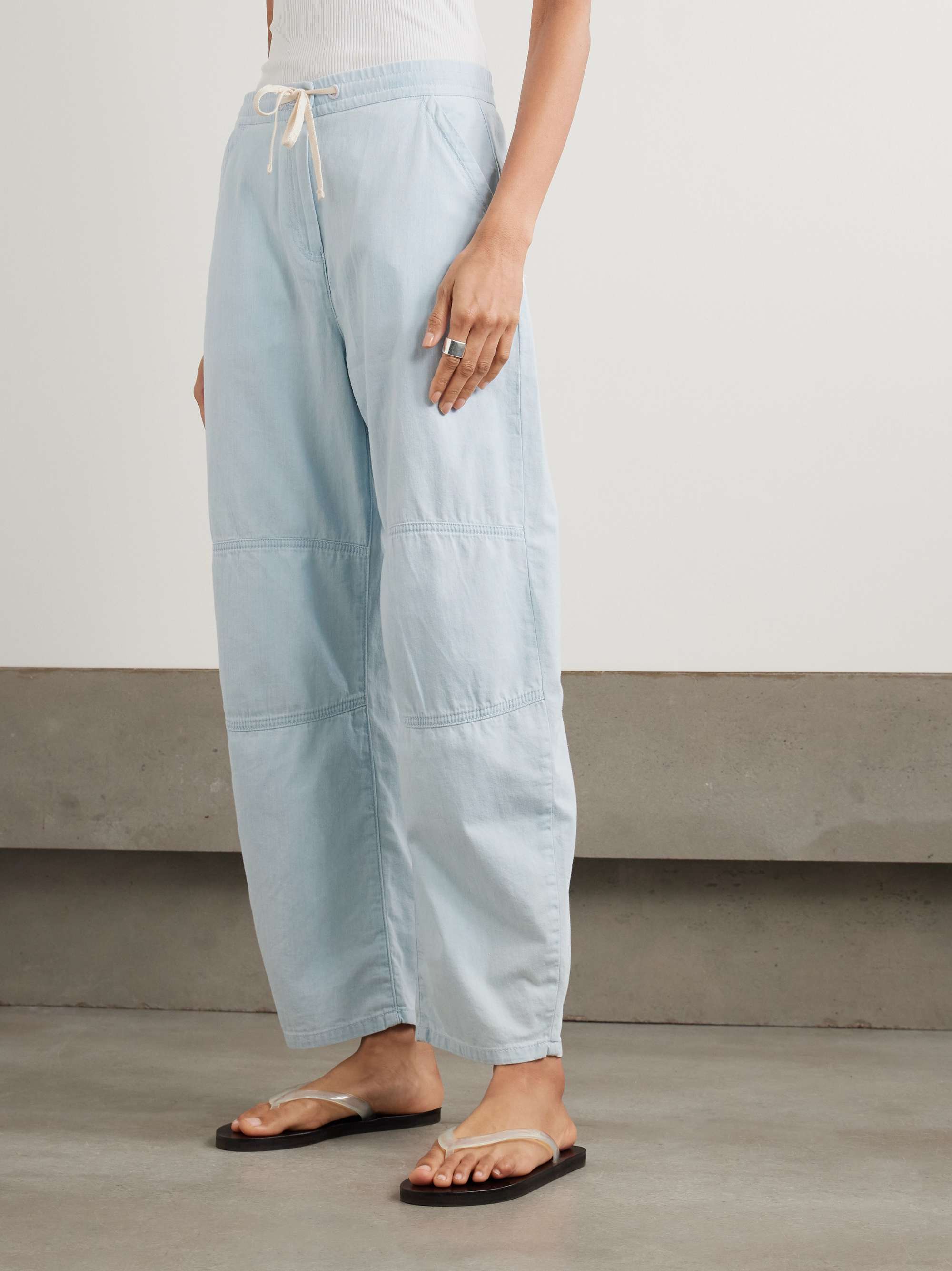 Cotton-chambray barrel-leg pants view