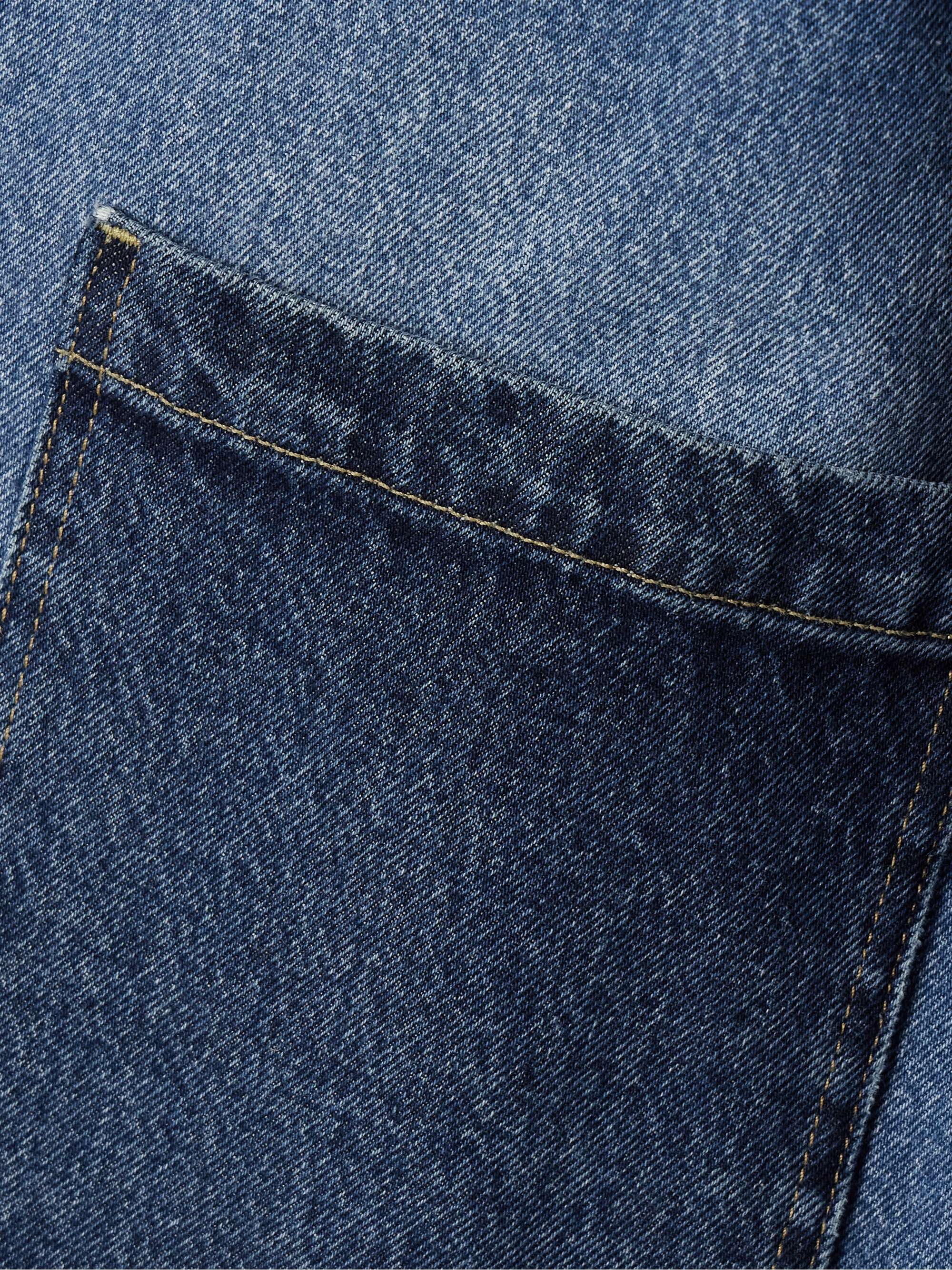 Val cropped paneled two-tone denim jacket view