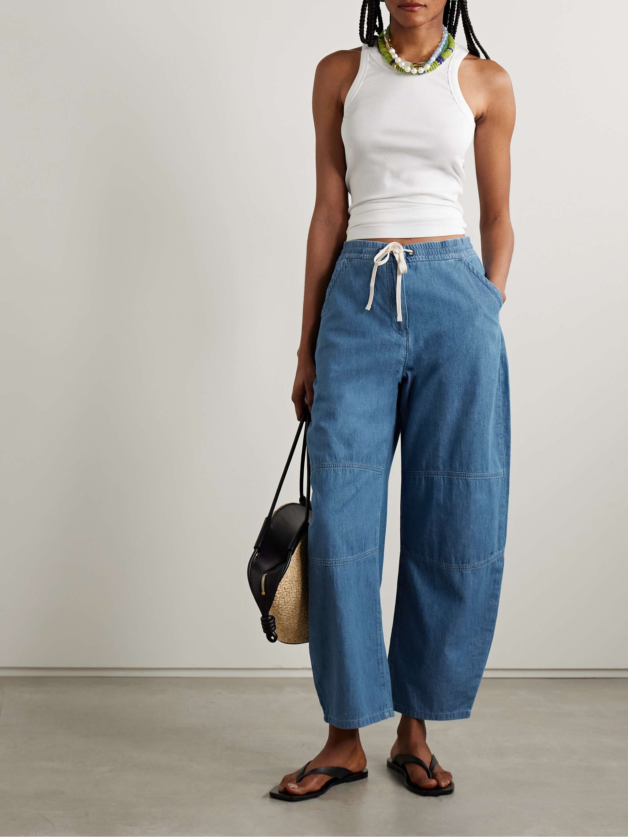 Dorian cotton-chambray barrel-leg pants view