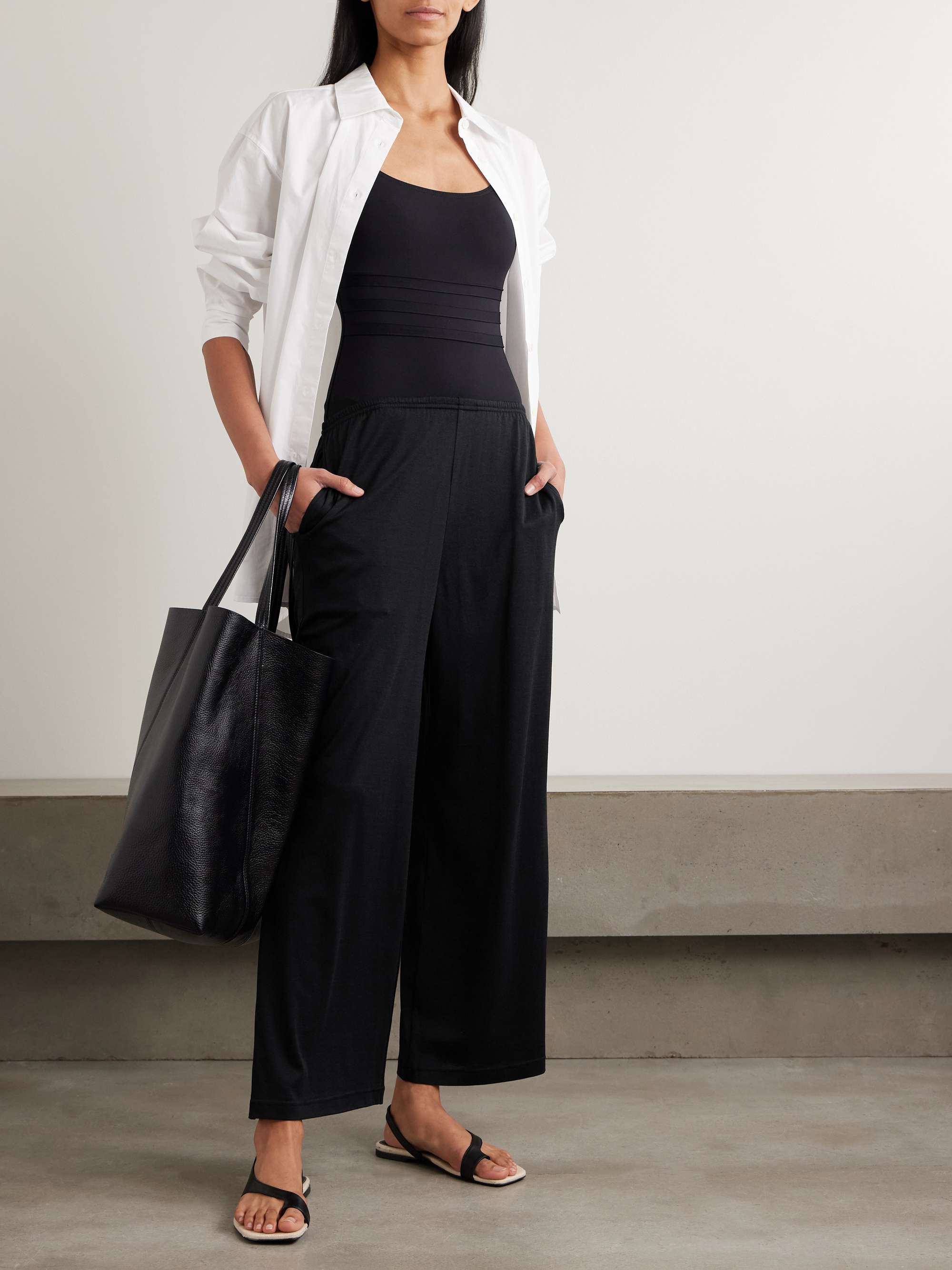 Silk and organic cotton-blend jersey pants view