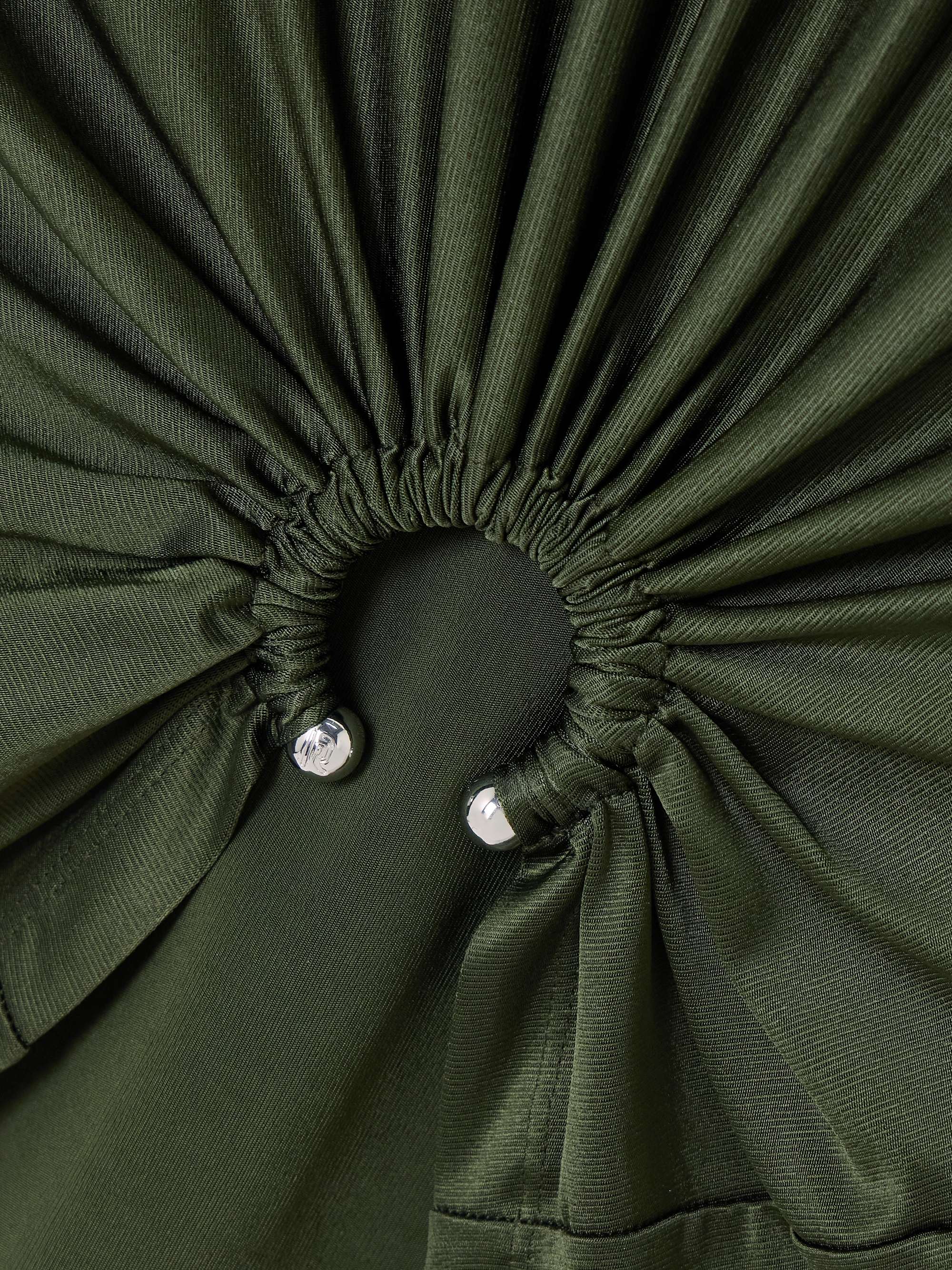 Embellished gathered satin-jersey T-shirt view