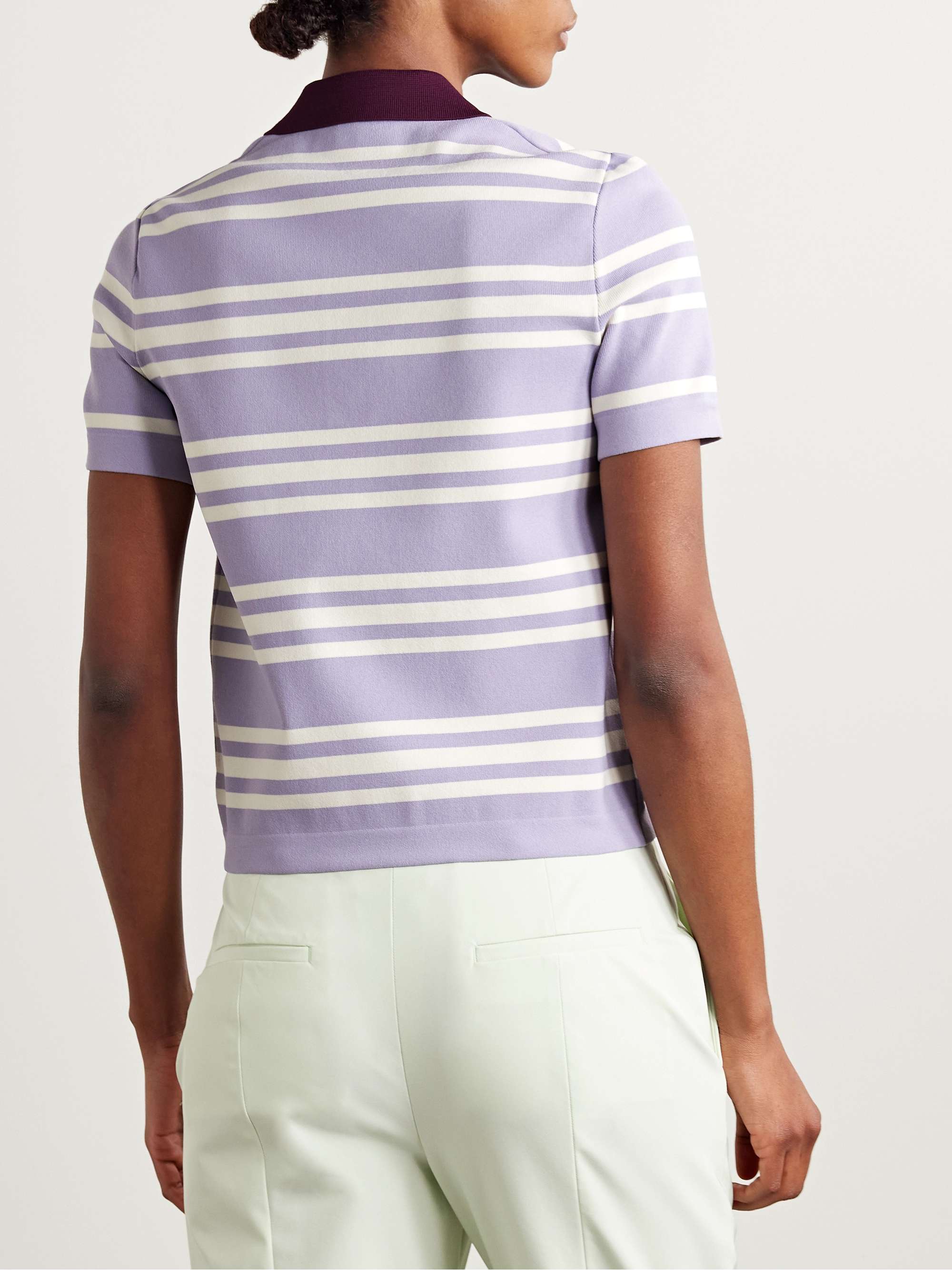 Appliquéd striped stretch-jersey polo top view