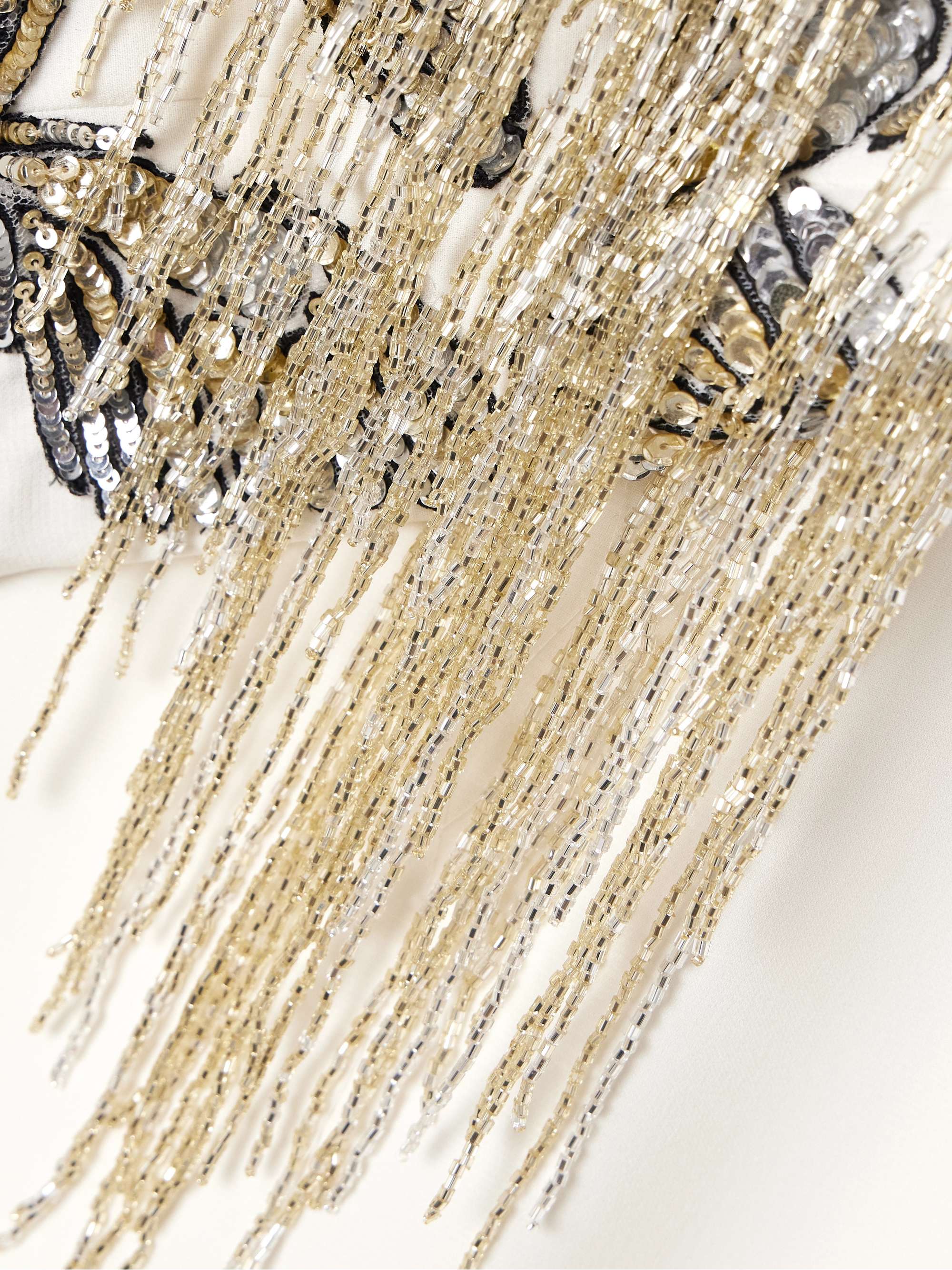 Embroidered embellished silk-blend crepe gown view