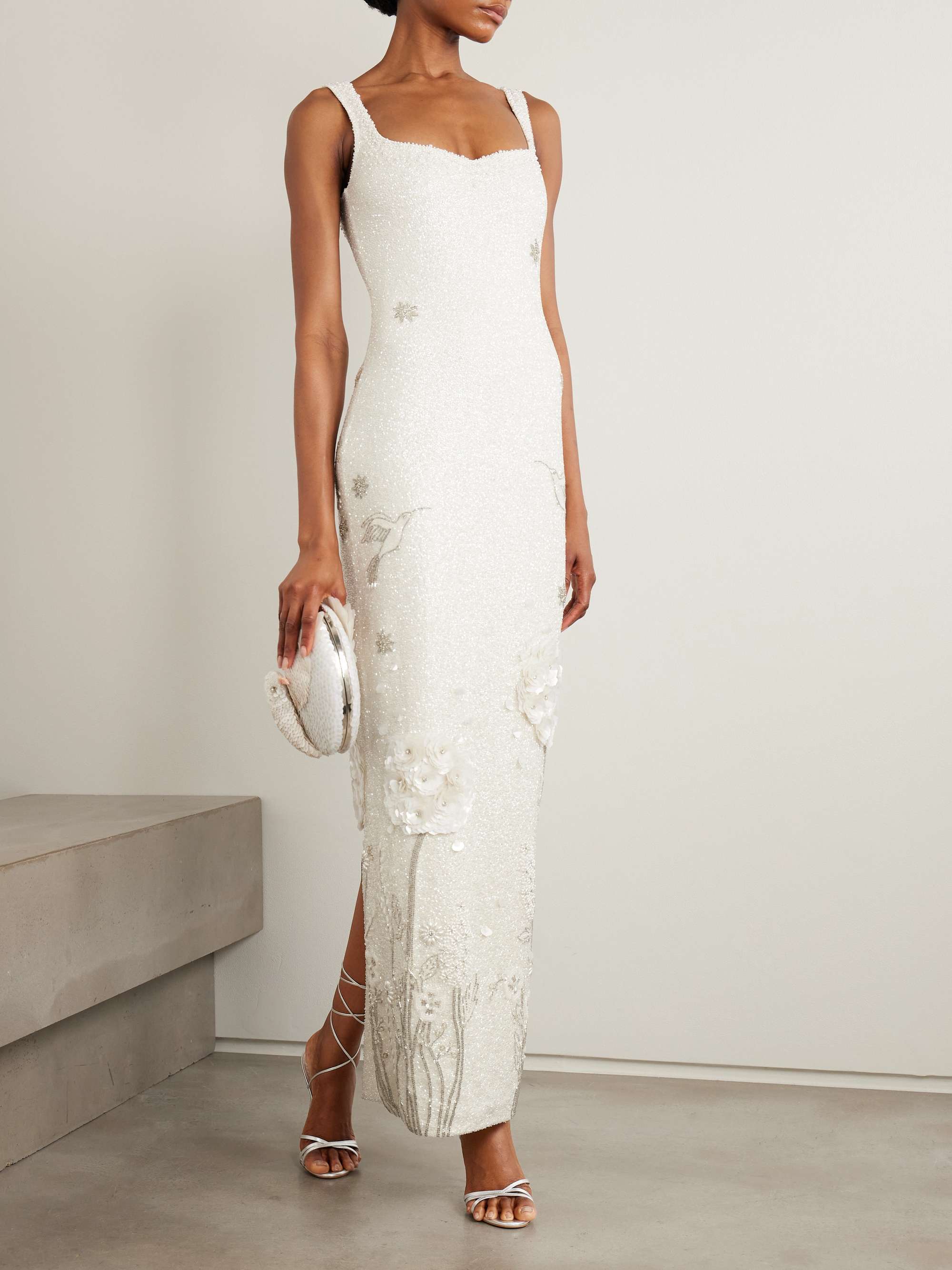 Hummingbird embellished beaded stretch-tulle gown view