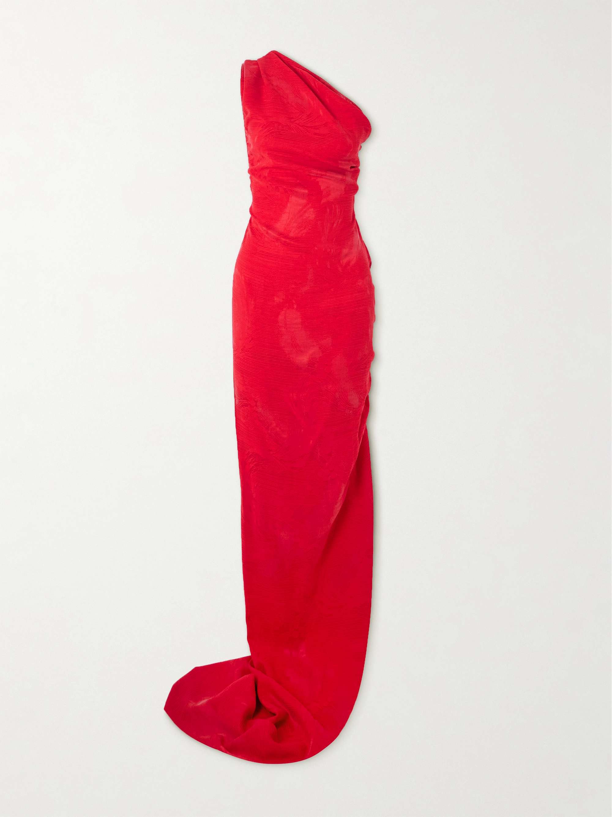 Andreas one-shoulder gathered jacquard gown view