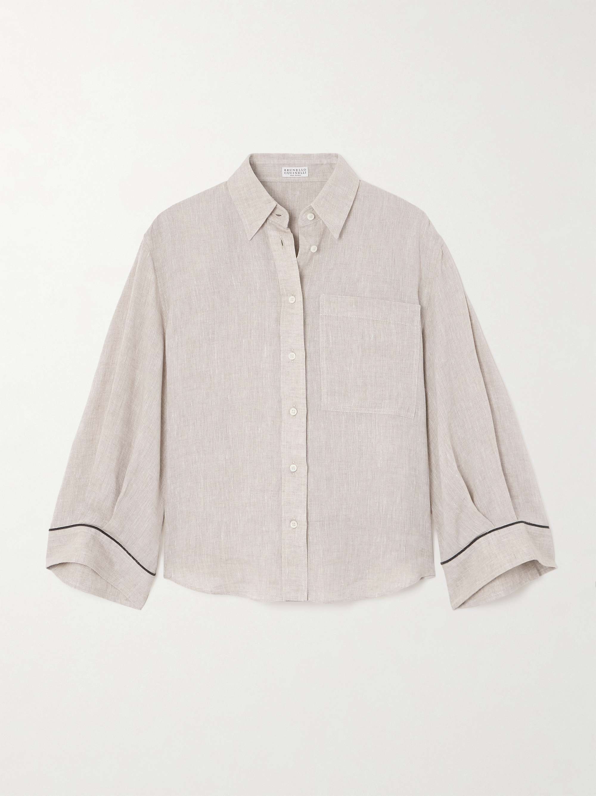 Bead-embellished linen shirt view