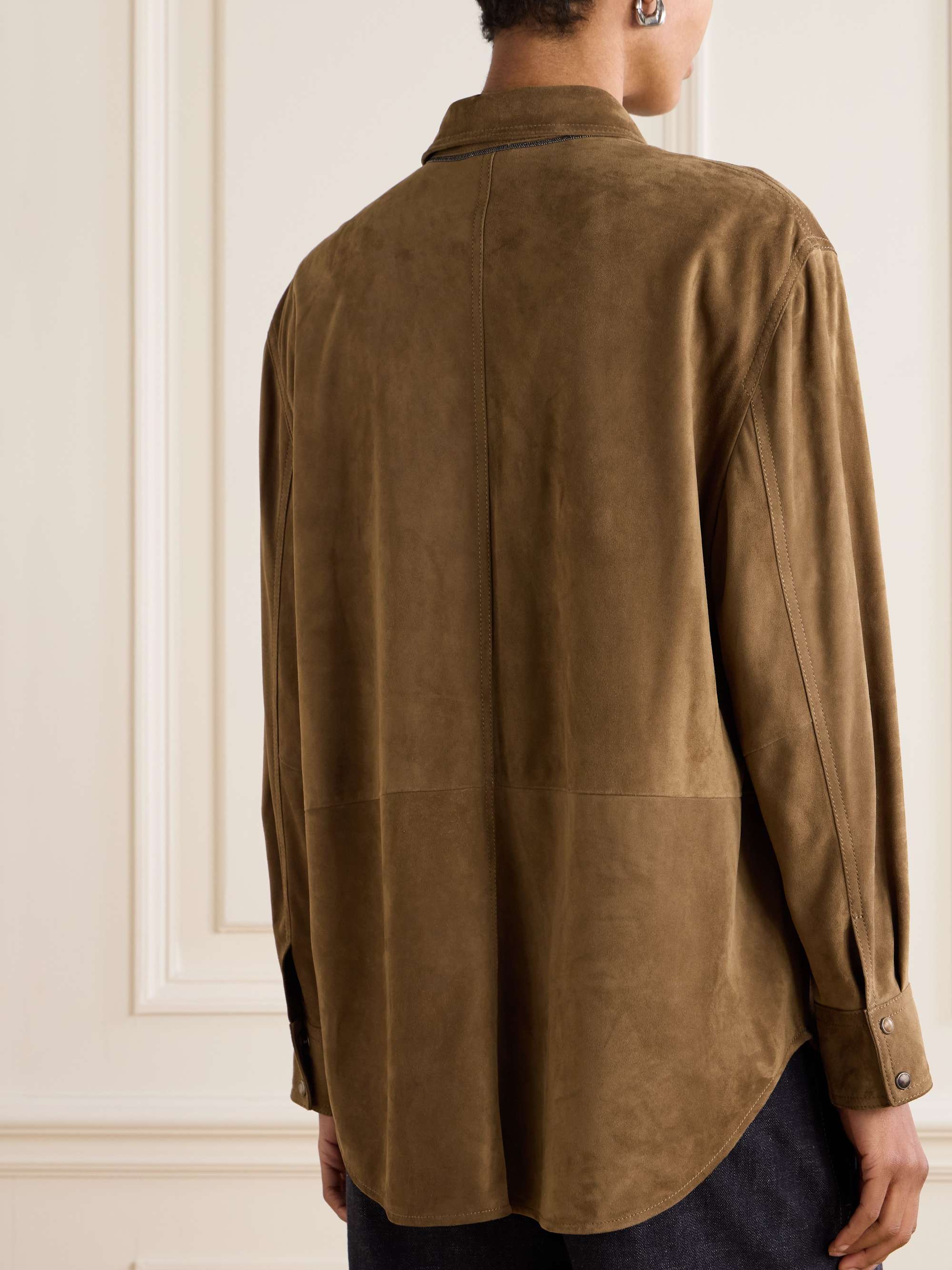 Bead-embellished suede shirt view