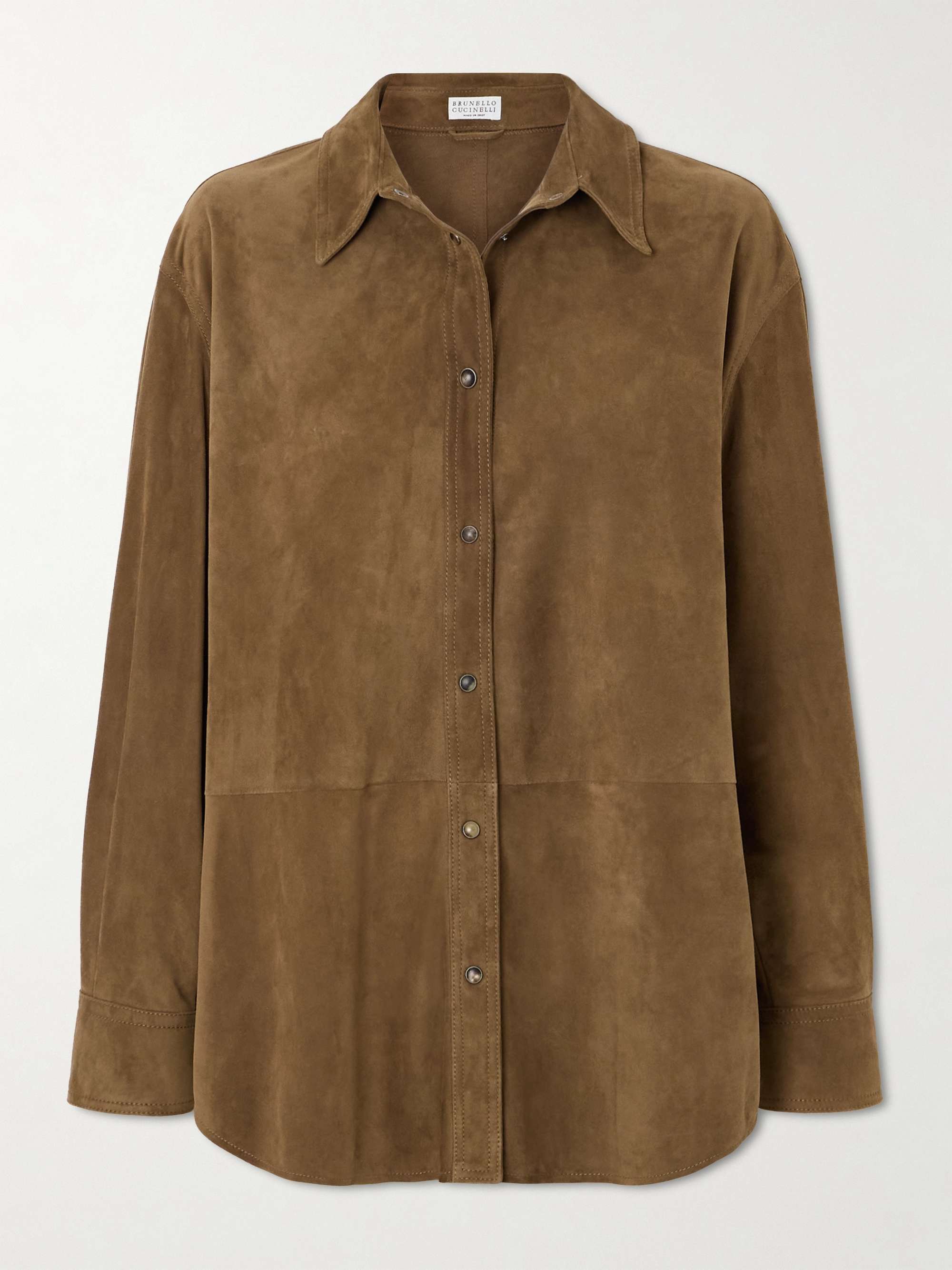 Bead-embellished suede shirt view
