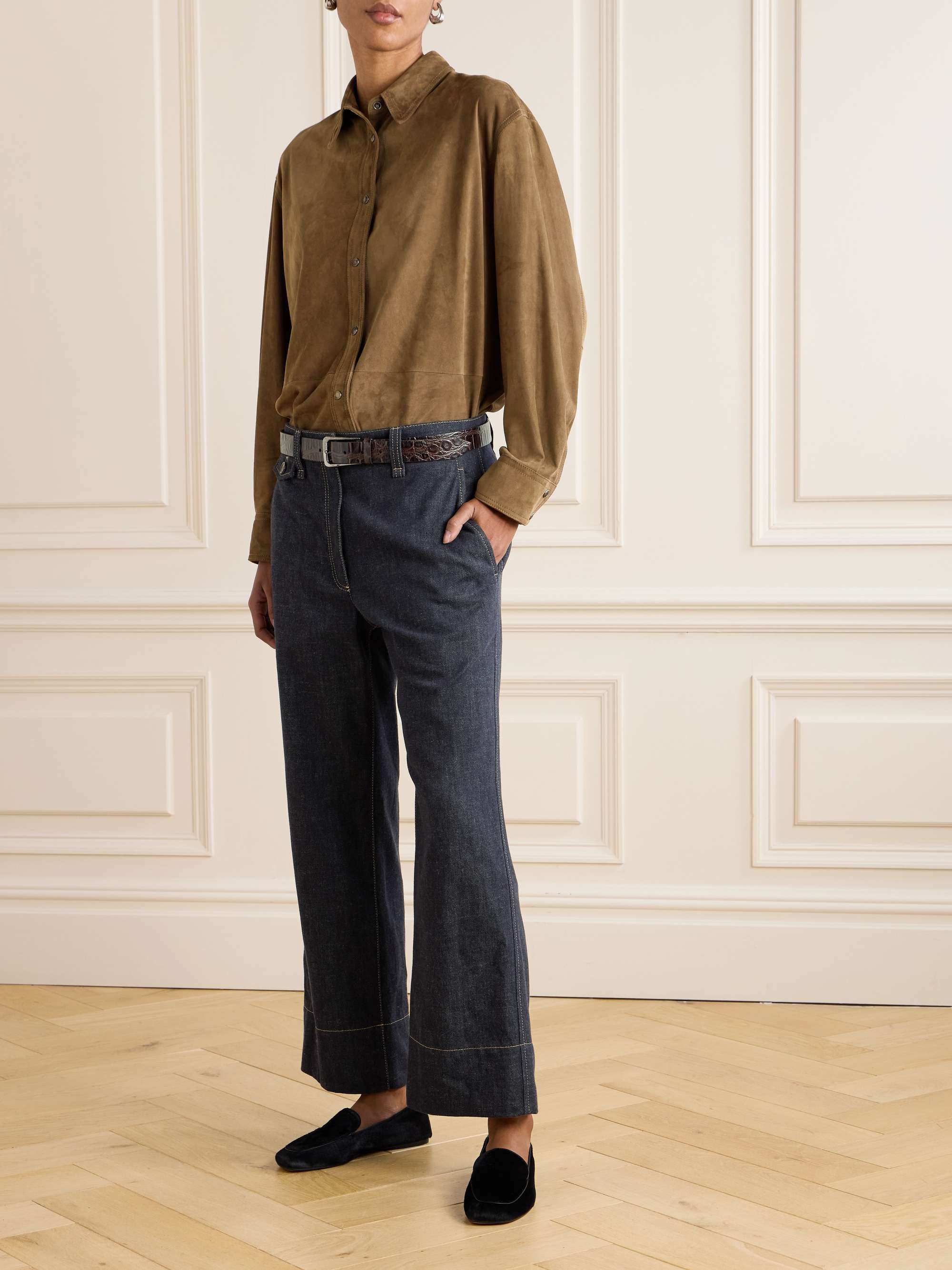 Bead-embellished suede shirt view