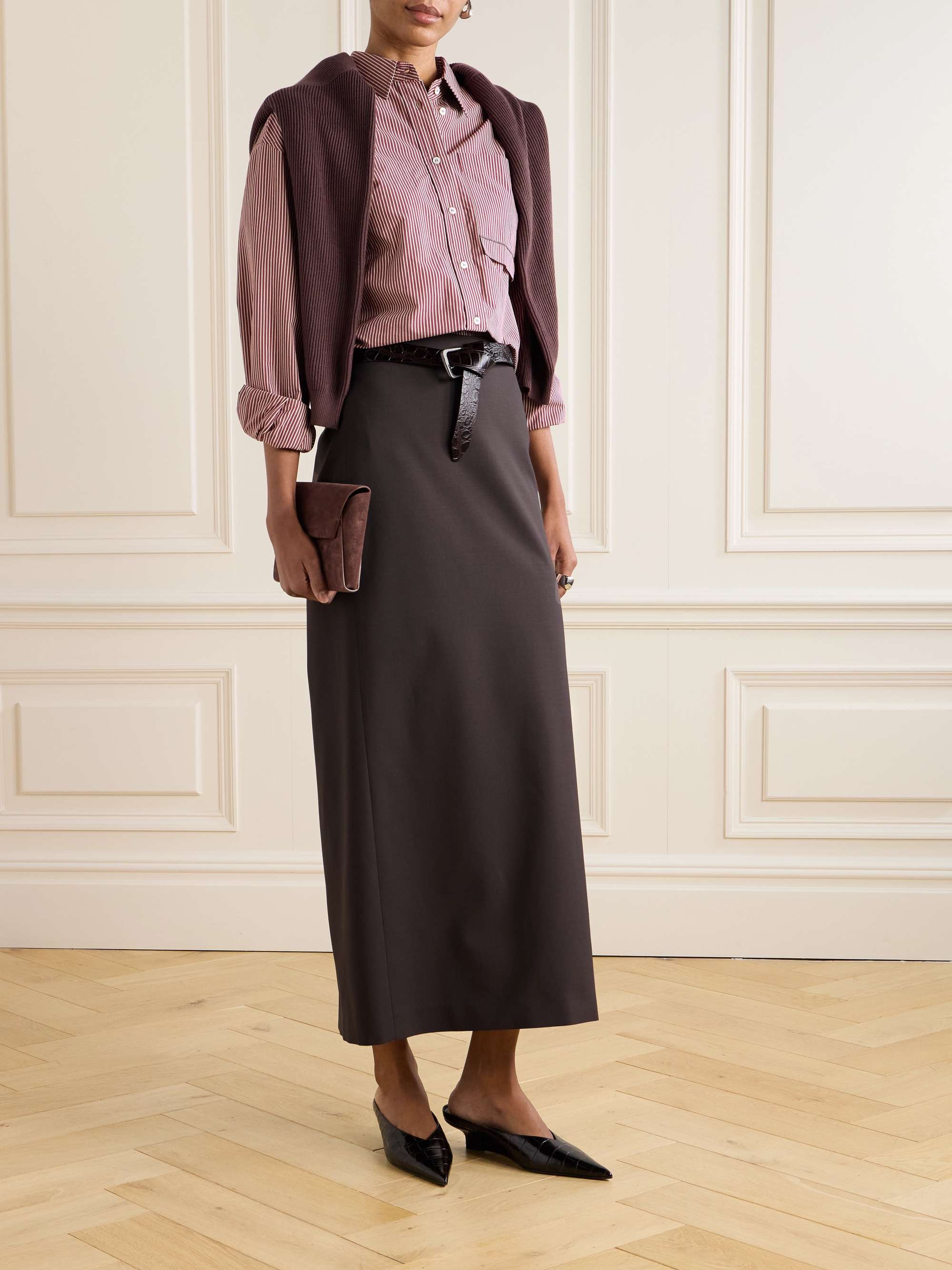Wool-blend midi skirt view