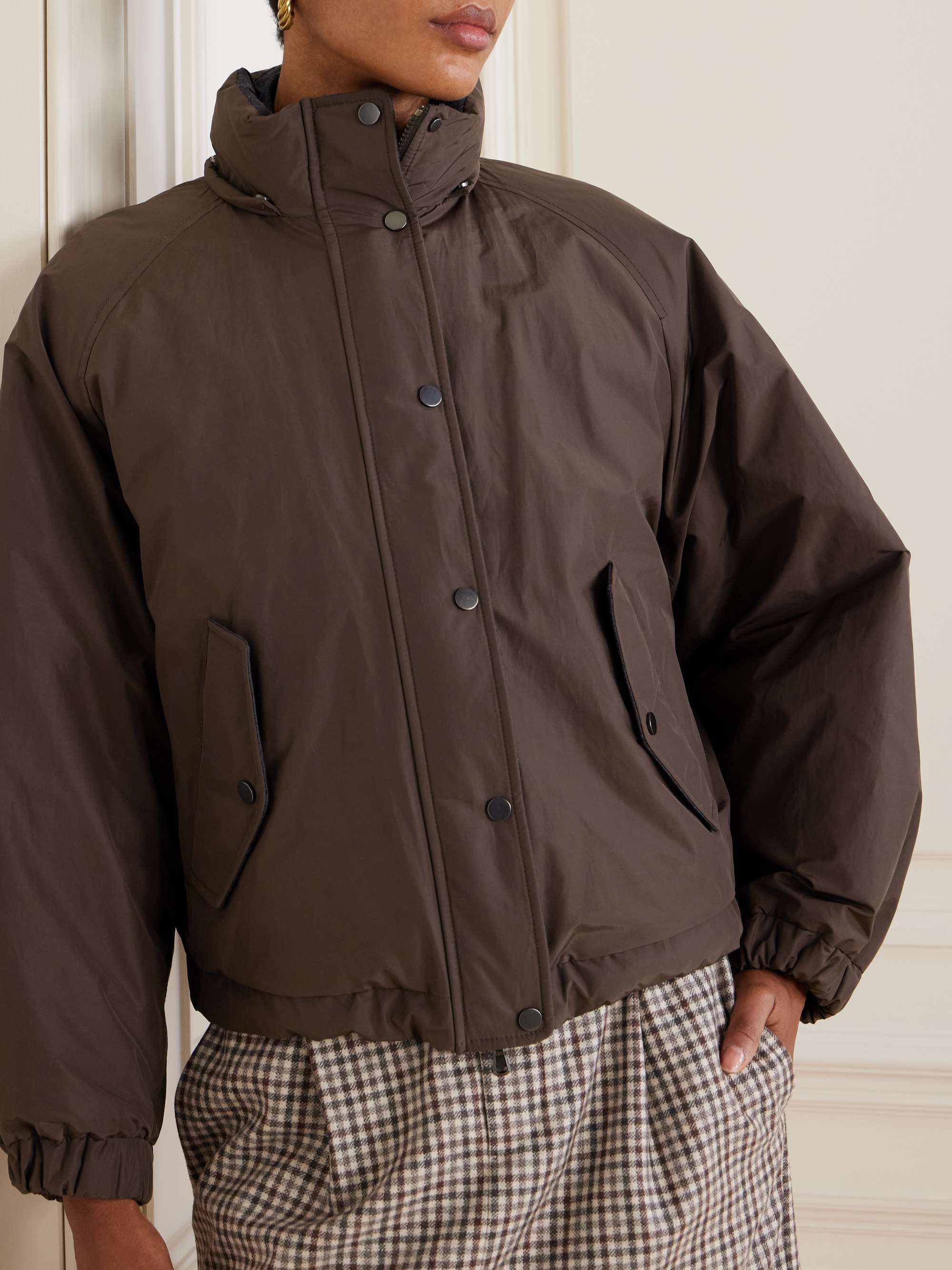 Hooded shell down jacket view