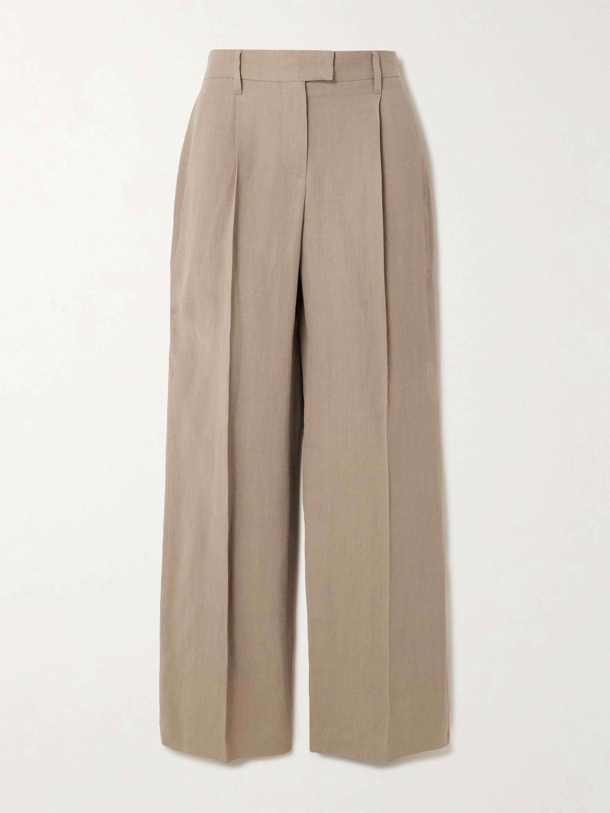 Bead-embellished pleated twill wide-leg pants view